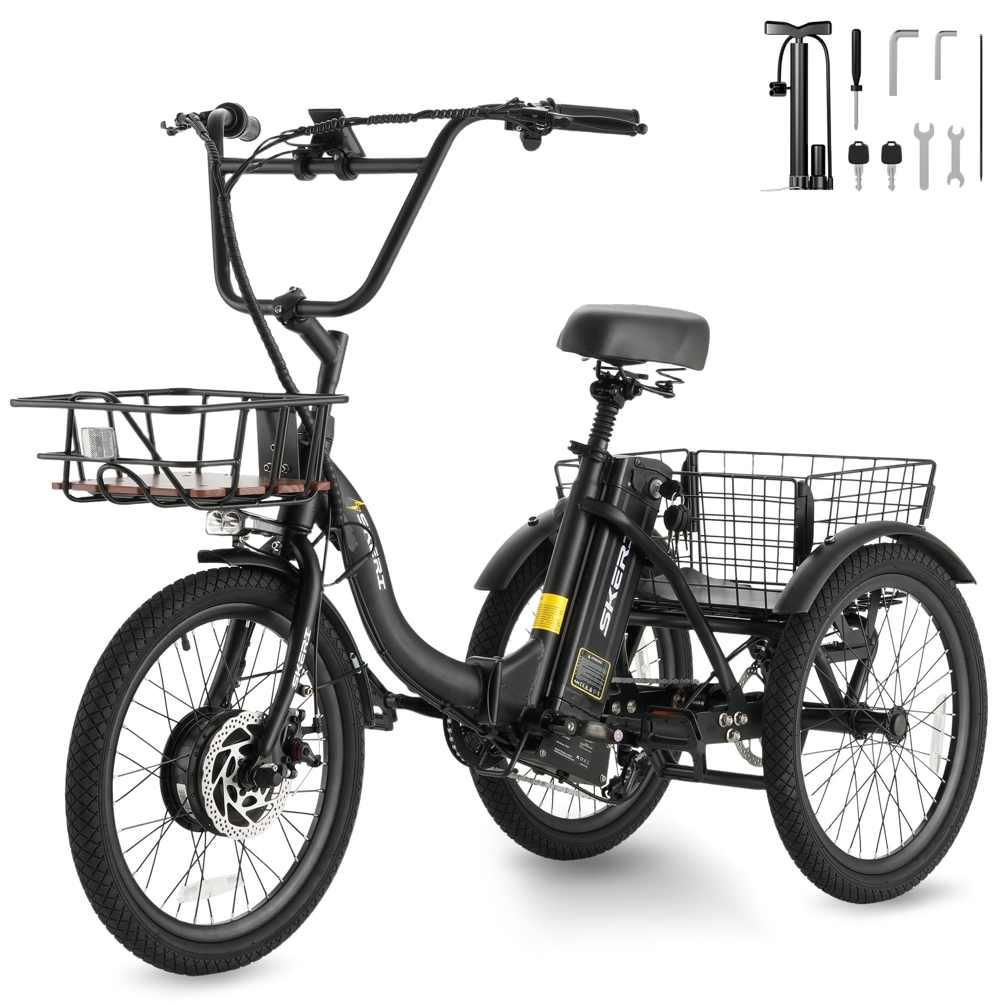 Electric Scooter Tricycle for Adults, 20” Folding Electric Trike,3 Wheels Electric Bicycle Bikes, Peak 1000W Step-Thru Etrike with 36V 13Ah UL2849  Removable Battery and Large Basket for Women Men