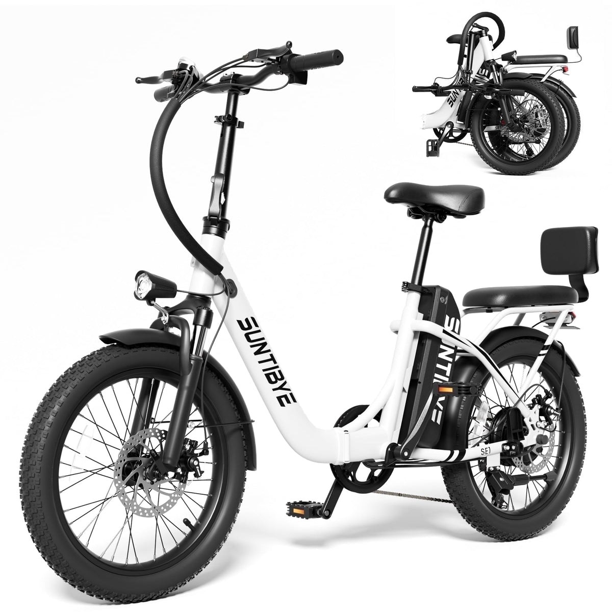 SUNTIBYE SE1 Folding Electric Bike for Adults, 1000W Motor, 28MPH, 48V 15Ah Battery, 20 Fat Tire E-Mountain Bike, UL2849, Black