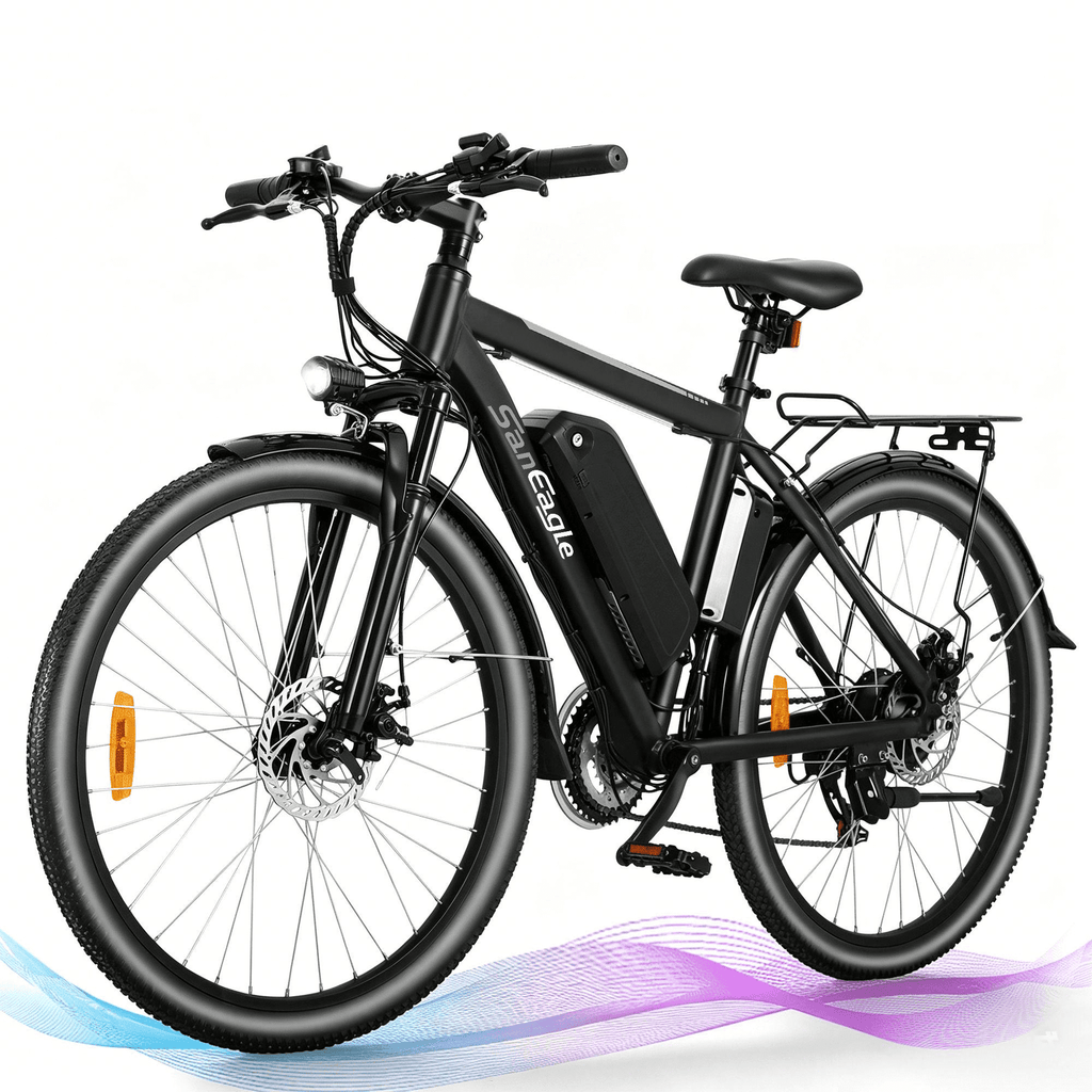 Saneagle 700W City Electric Bike for Adults, 36V 10.4Ah Removable Battery, 26 Commuter E-Bike, Shimano 21 Speed, UL 2849 Certified, Black