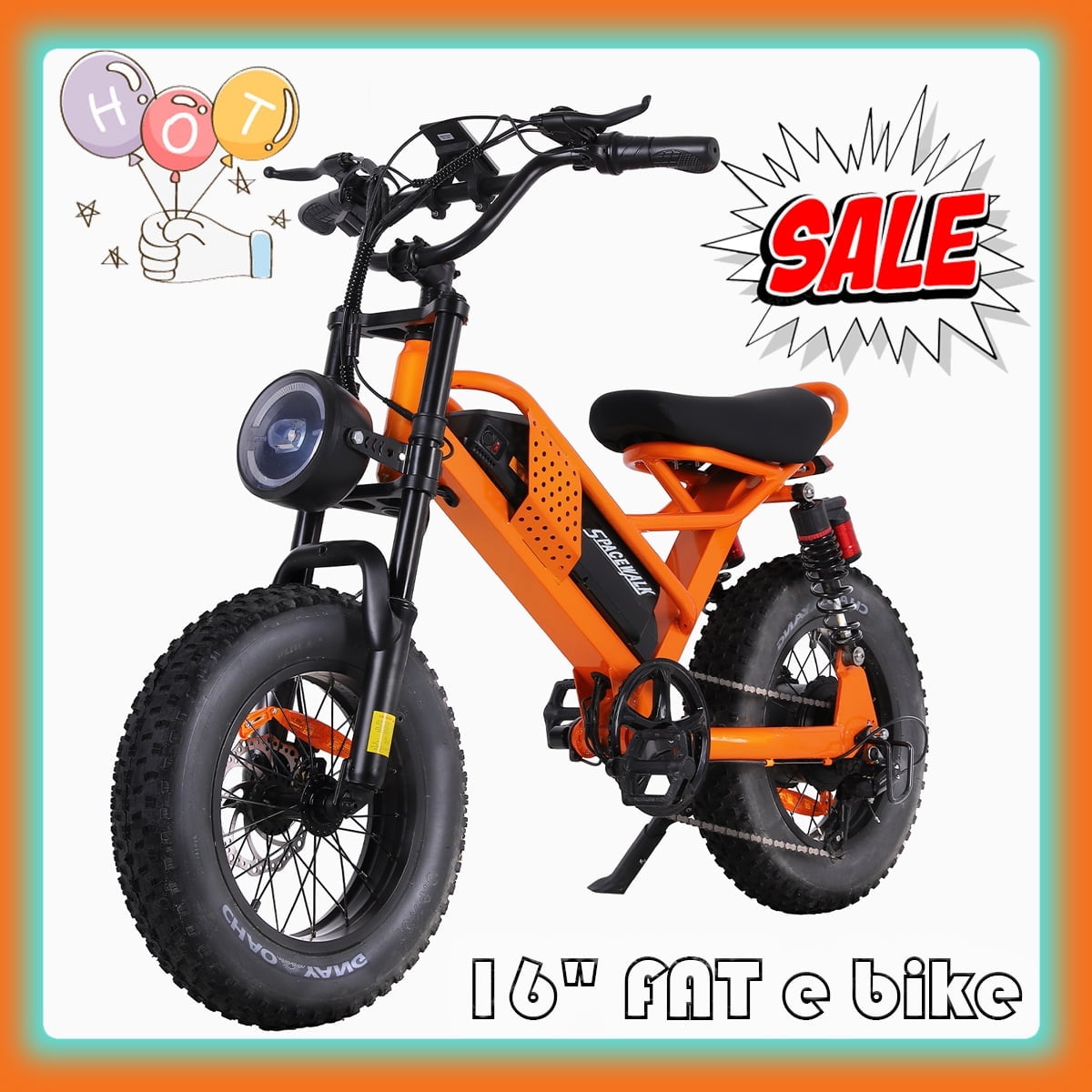 Spacewalk Small Electric Bike,16 Fat Tire Ebike,Compact Design,More Suitable for Riders Under 5'2, and Teenagers with 750W Motor, 21.7MPH with Removable 48V/15AH Battery,50-Miles Motorcycle