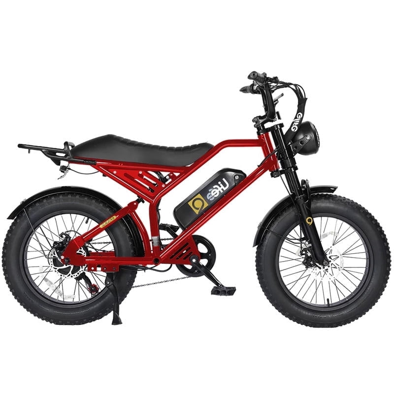 Spark Electric Bike for Adults, 1500W Peak Motor Over 28 MPH(Unlock to 35MPH) EBike, 20 Fat Tires with Dual Suspension & Brakes Motorcycle Black & Brown