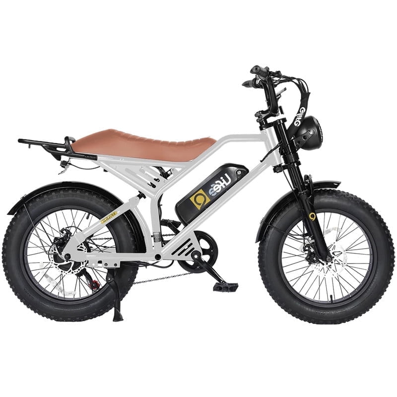 Spark Electric Bike for Adults, 1500W Peak Motor Over 28 MPH(Unlock to 35MPH) EBike, 20 Fat Tires with Dual Suspension & Brakes Motorcycle Black & Brown