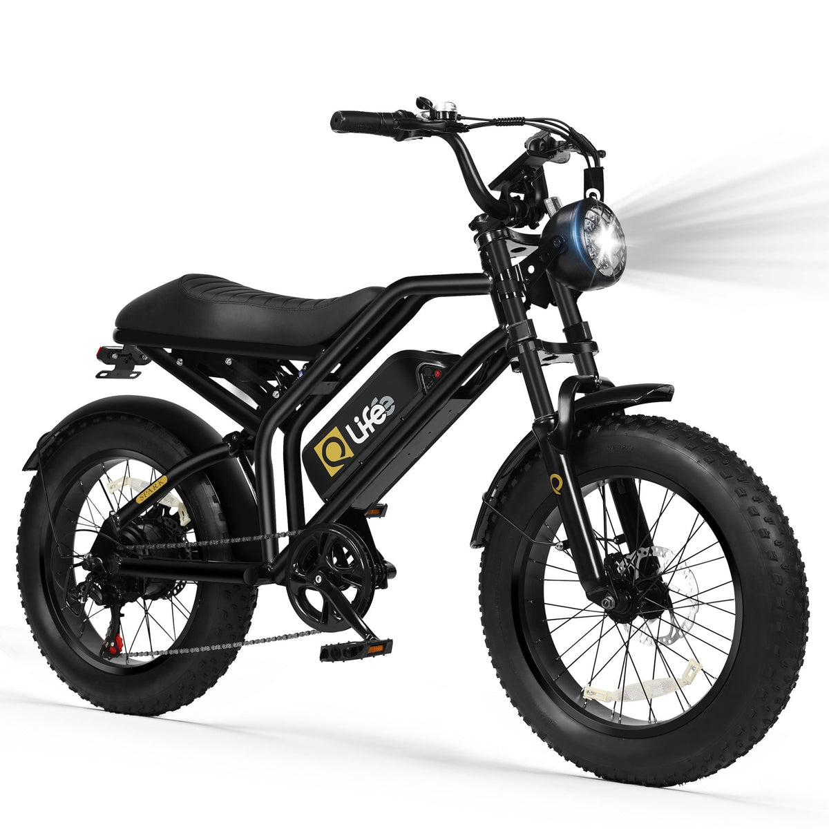 Spark Electric Bike for Adults, 1500W Peak Motor Over 28 MPH(Unlock to 35MPH) EBike, 20 Fat Tires with Dual Suspension & Brakes Motorcycle Black & Brown