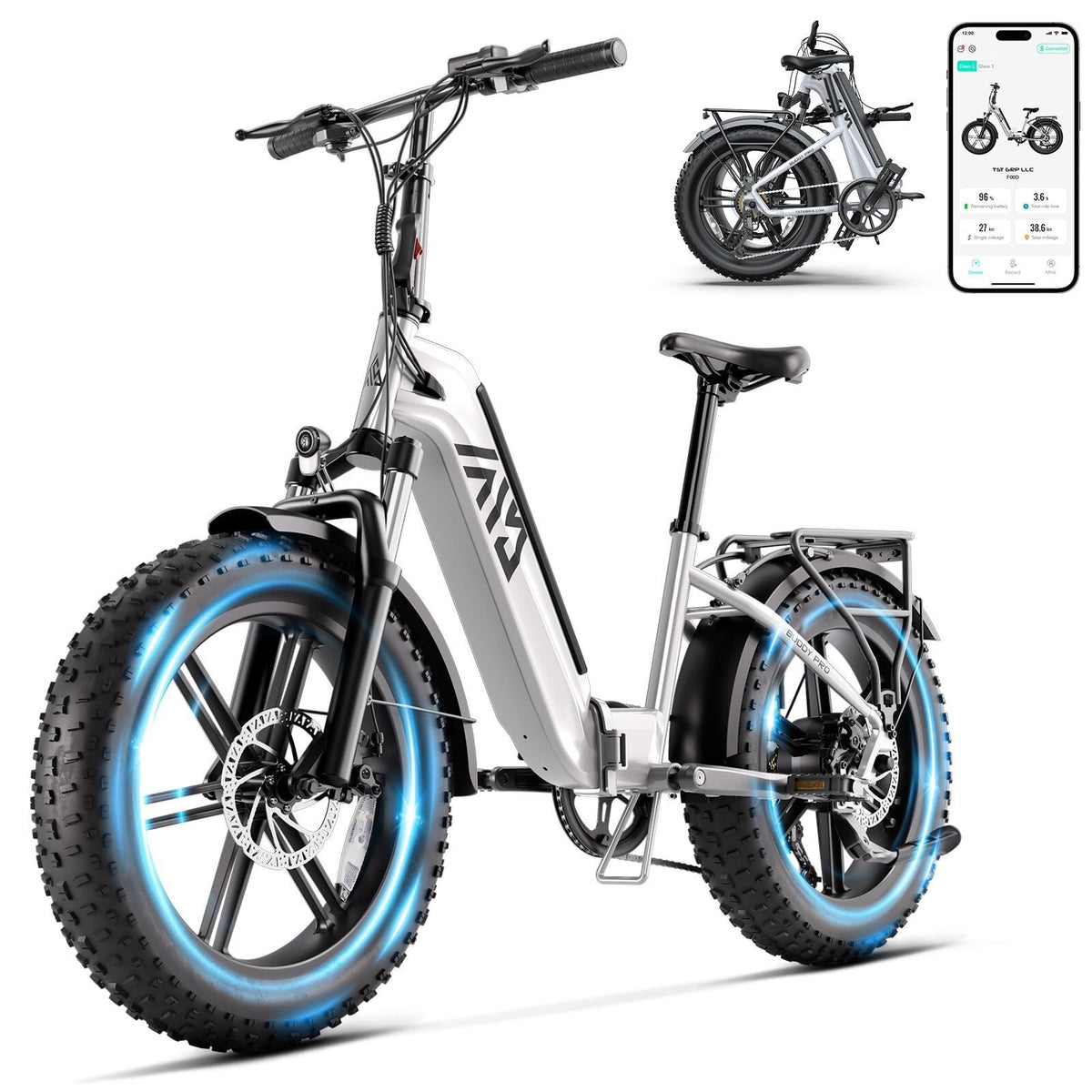 TST Electric Bike for Adult, 750W Motor 48V/15AH, UL2849, 20x4 Fat Tire Mountain E-bike, Hydraulic Disc Brakes, APP Control