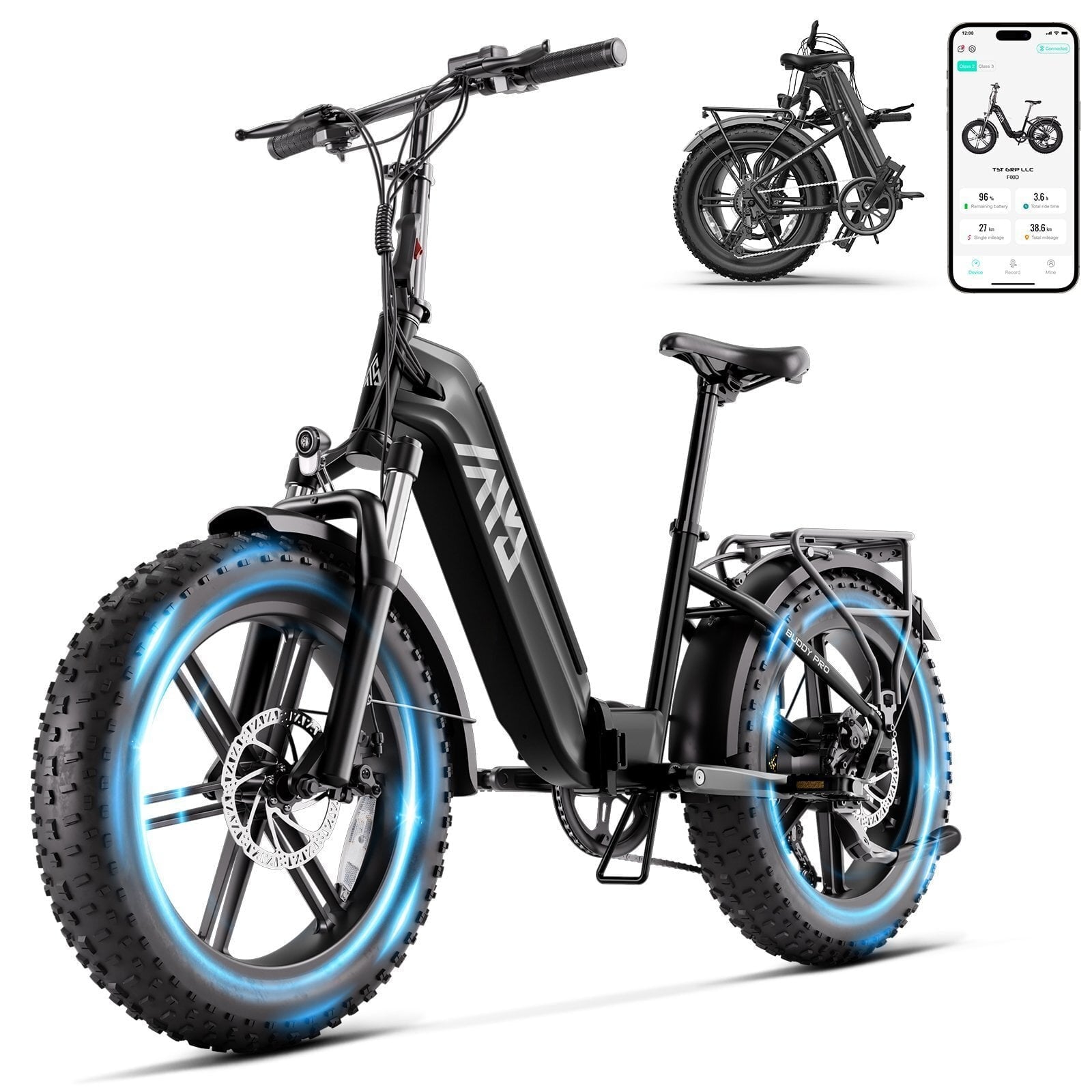 TST Electric Bike for Adult, 750W Motor 48V/15AH, UL2849, 20x4 Fat Tire Mountain E-bike, Hydraulic Disc Brakes, APP Control