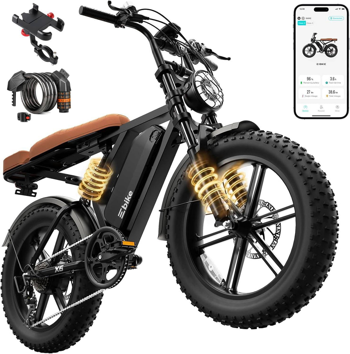 TST Electric Bike for Adults, 48V/15AH Battery, 20x4 Fat Tire, 750W Motor Off-Road E Biker, UL2849