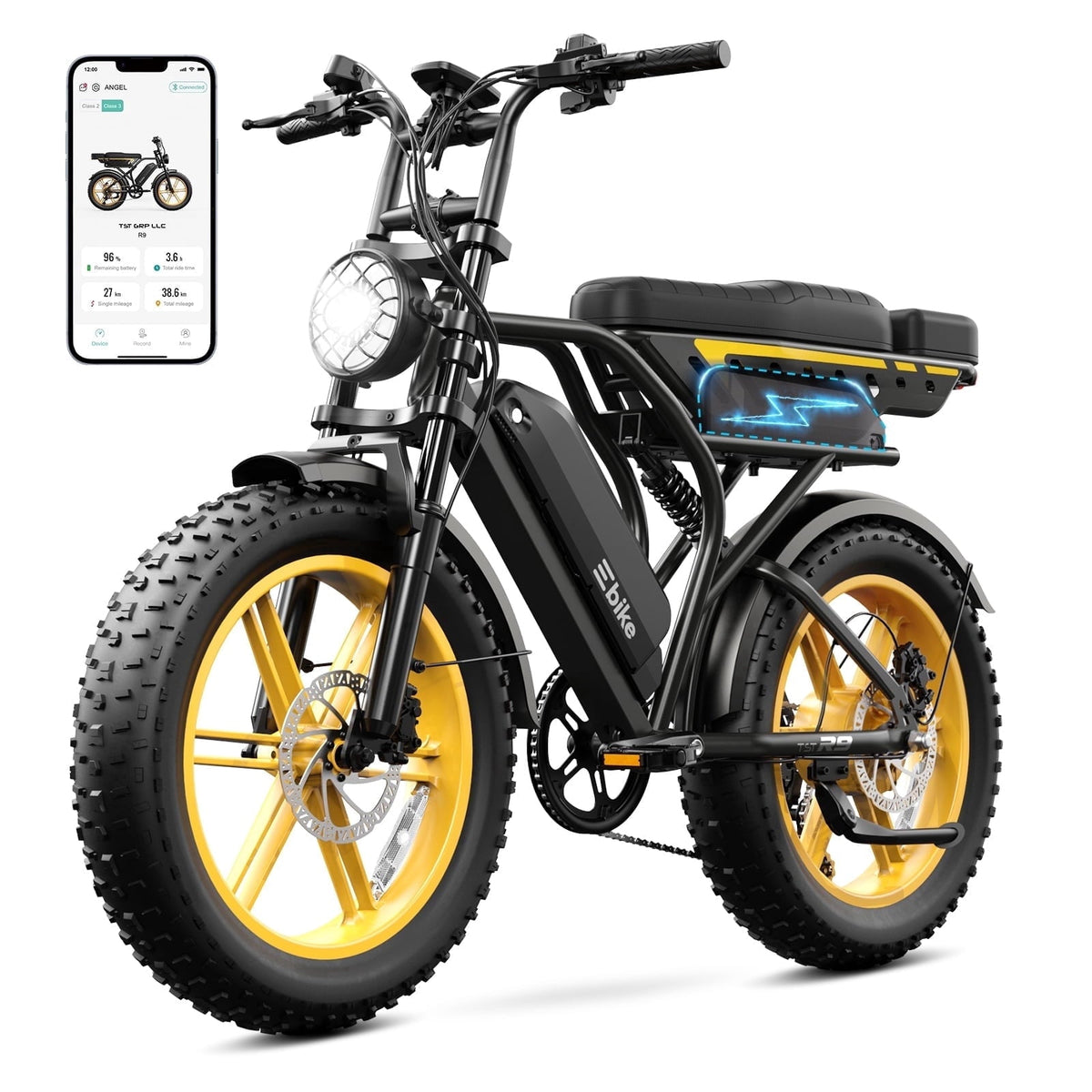 TST Electric Bike for Adults, 750W Peak 1500W Motor, 20x4 Fat Tire E Bicycle, E Mountain Bike, 48V/15AH UL2849, App Control