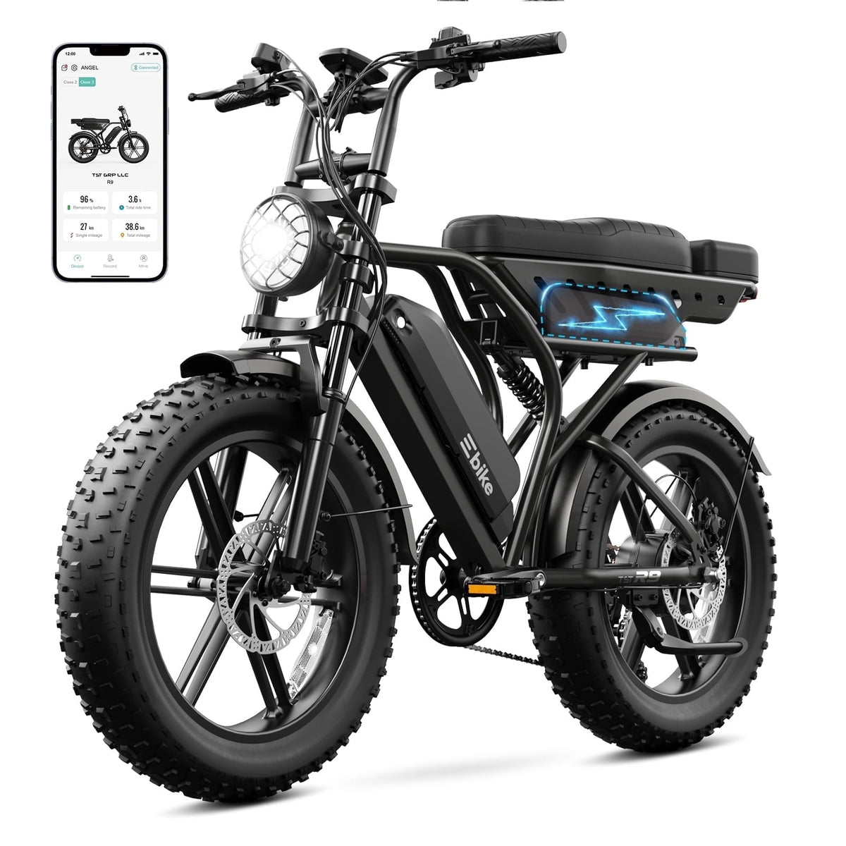 TST Electric Bike for Adults, 750W Peak 1500W Motor, 20x4 Fat Tire E Bicycle, E Mountain Bike, 48V/15AH UL2849, App Control