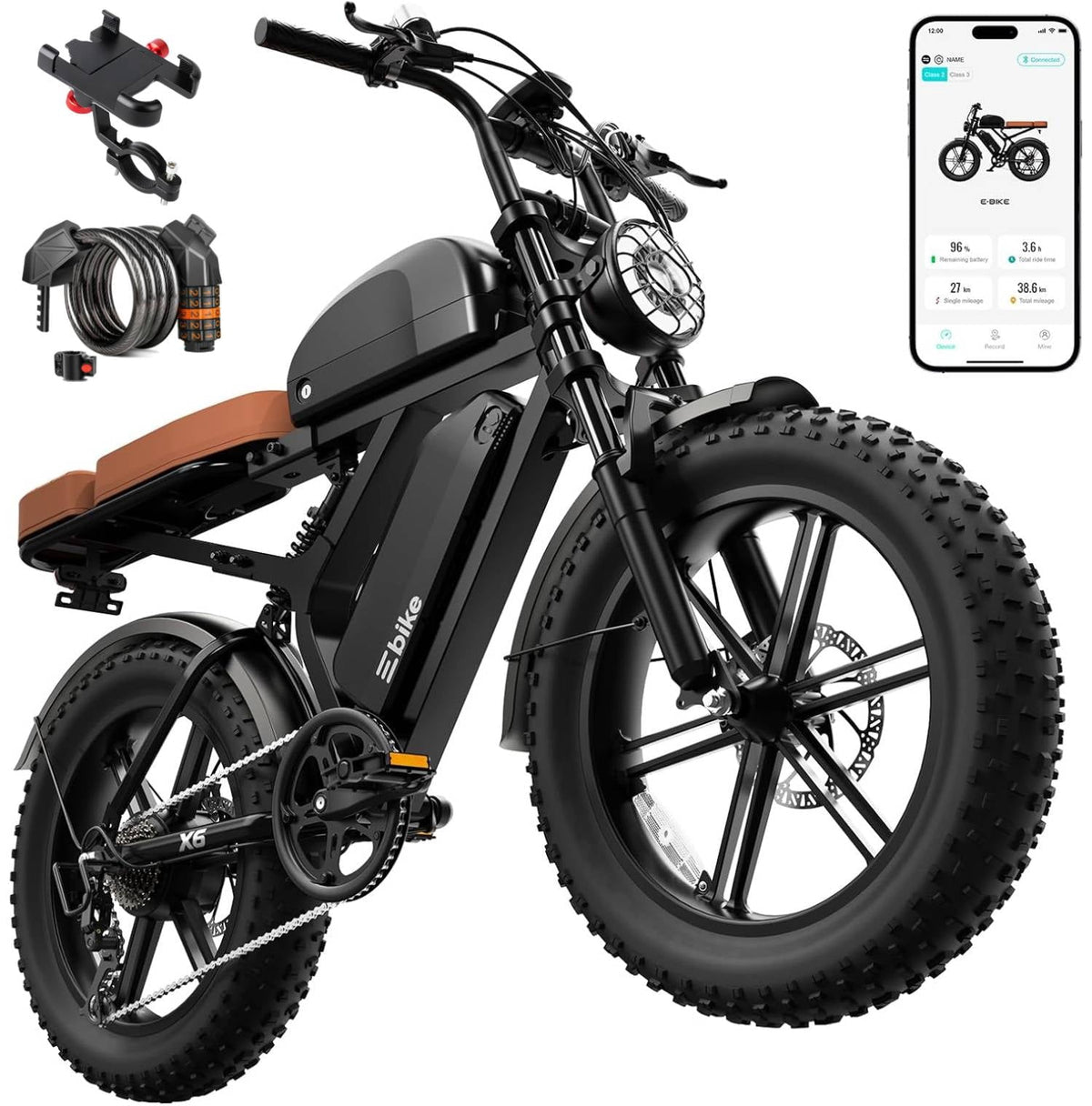 TST Electric Bike for Adults, 48V/15AH Battery, 20x4 Fat Tire, 750W Motor Off-Road E Biker, UL2849