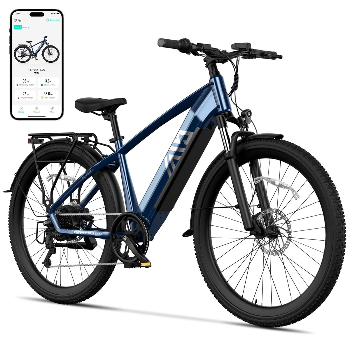 TST Electric Bike for Men, Peak 1000W E Mountain Bike, Electric Bicycle, 27.5 Tire EBike, Hydraulic Disc Brakes, 48V/15Ah Battery