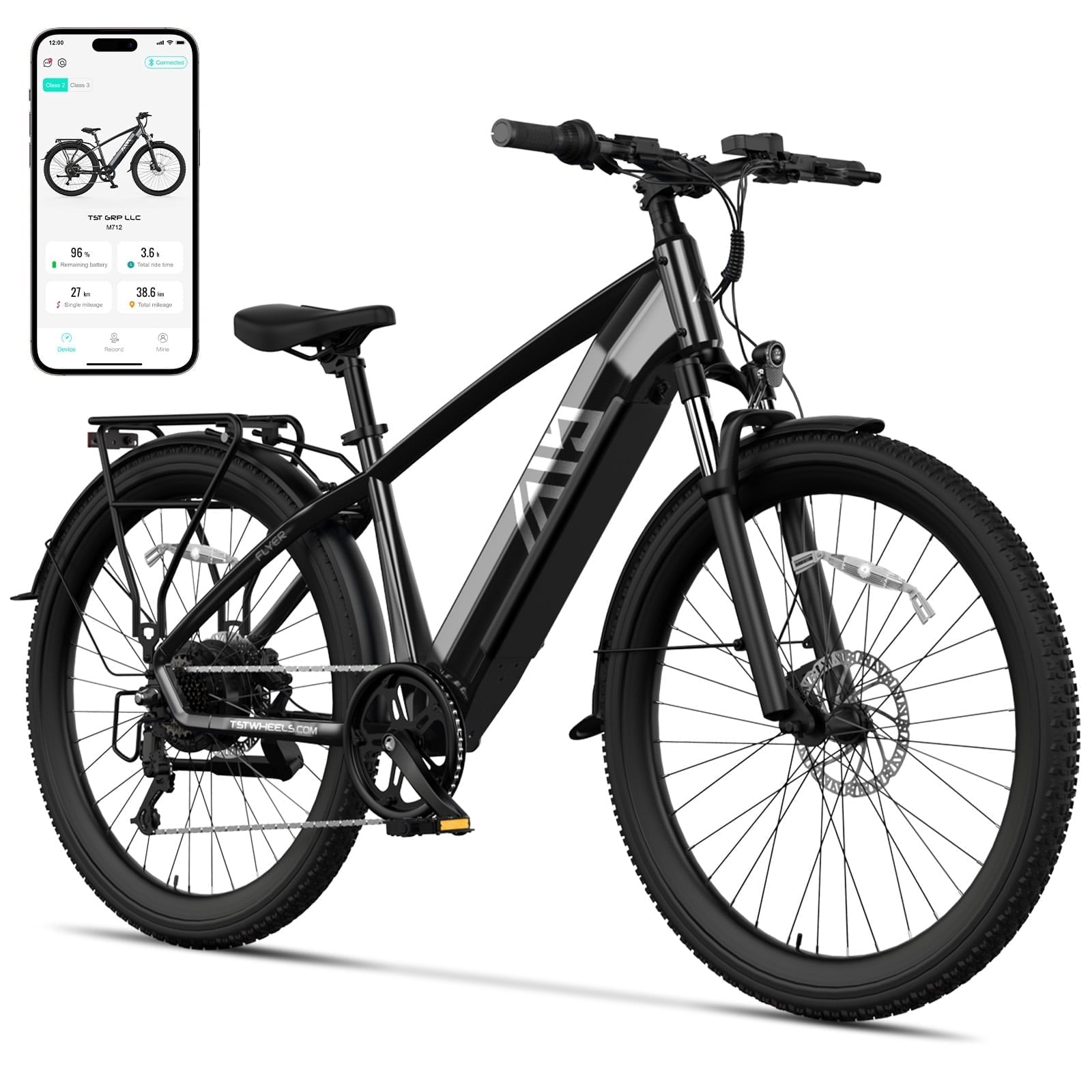 TST Electric Bike for Men, Peak 1000W E Mountain Bike, Electric Bicycle, 27.5 Tire EBike, Hydraulic Disc Brakes, 48V/15Ah Battery