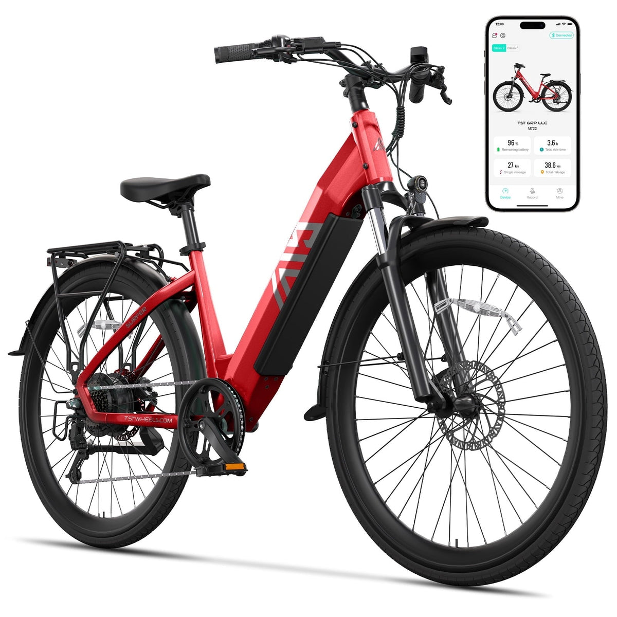 TST Electric Bike for Men, Peak 1000W E Mountain Bike, Electric Bicycle, 27.5 Tire EBike, Hydraulic Disc Brakes, 48V/15Ah Battery