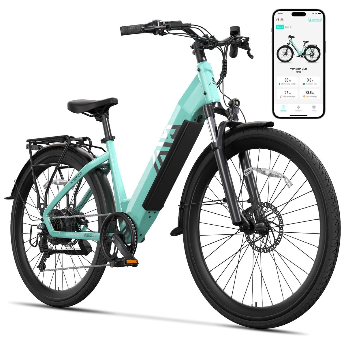 TST Electric Bike for Men, Peak 1000W E Mountain Bike, Electric Bicycle, 27.5 Tire EBike, Hydraulic Disc Brakes, 48V/15Ah Battery