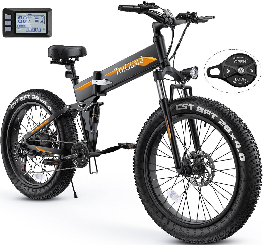 TotGuard 26x4 Electric Bike, Fat Tire 500W Ebike, Foldable Electric Bicycles E Bikes for Adults Electric 48V 10Ah Battery, Dual Shock Absorber, Lockable Fork UL2849