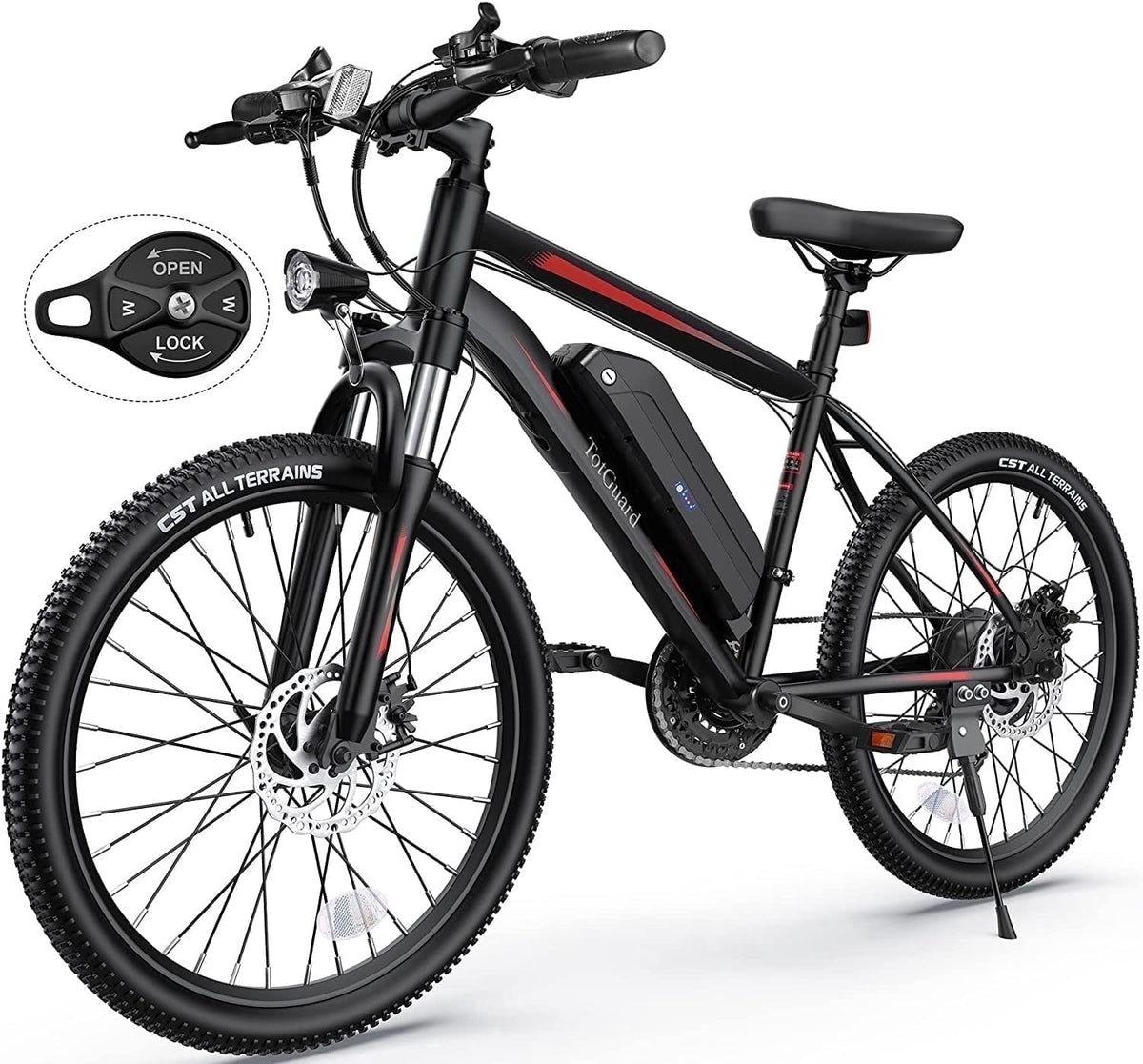 TotGuard Electric Bike for Adults, 26 Ebike 350W Adult Electric Bicycles, Electric Mountain Bike with 36V 10.4Ah Battery, Suspension Fork, Shimano 21 Speed Gears