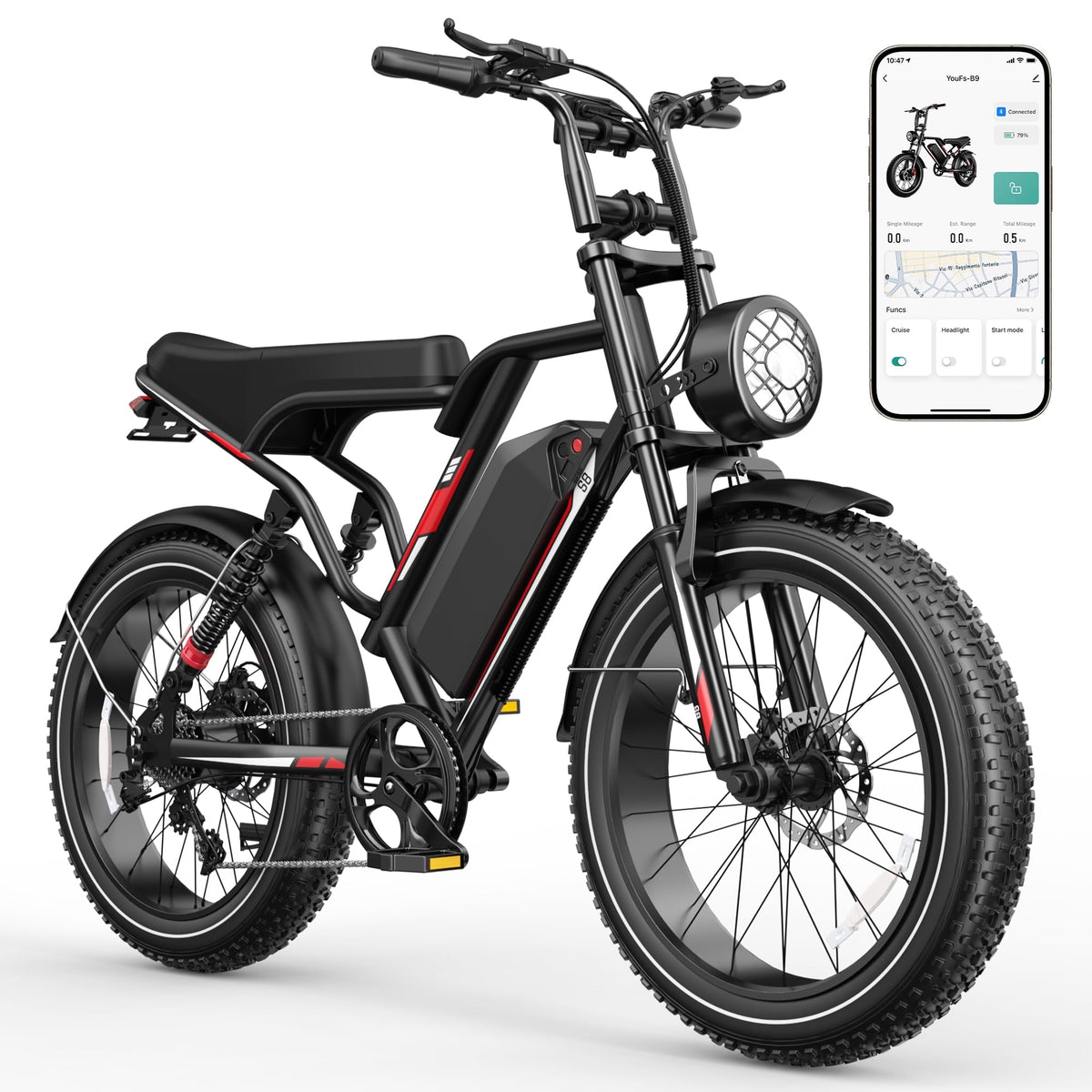 UL2849 Electric Bike for Adults - Peak 2000W Motor, 20x4 Fat Tire,48V/25AH, Full Suspension, 7-Speed