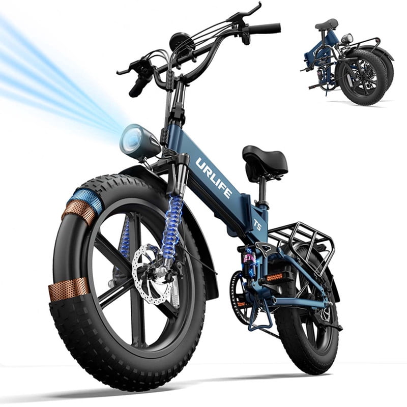 URLIFE 1500W Electric Bikes for Adult, 20'' 4.0 Fat Tire Ebike, 48V 13Ah Removable Battery, Shimano 7-Speed Mountain Bike-Black