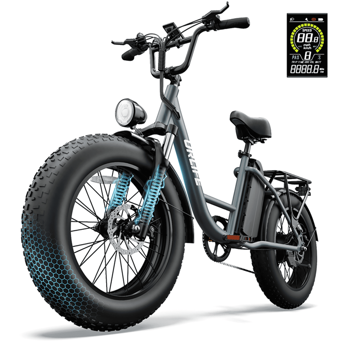 URLIFE 20*4.0 Fat Tire Ebike for Adults,1500W Peak Motor, 749Wh Removable Battery, 28MPH 80Miles-Range Electric Bicycle,Full Suspension Shimano 7-Speed Mountain Bike,UL2849-Black
