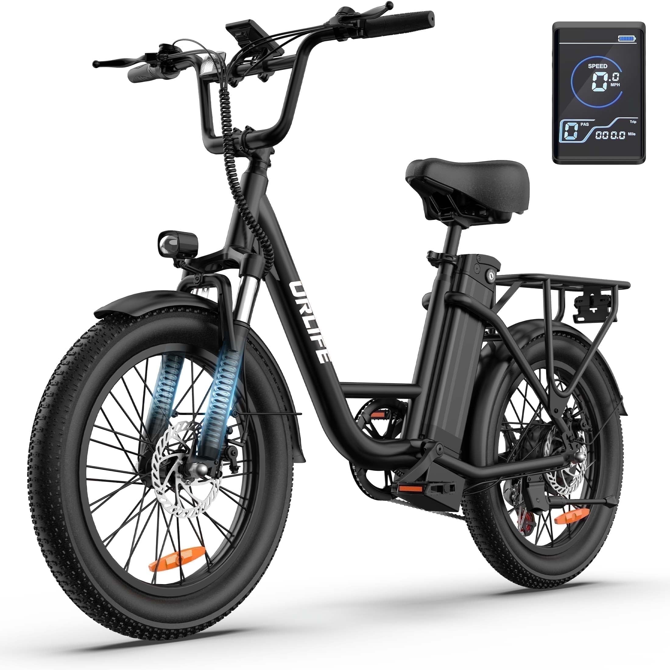 URLIFE 3.0 Fat Tire Ebike, 20 Electric Bicycles for Adult, 750W Peak Motor, 48V 13AH Remobavle Battery, 7-Speed Commuting Ebike, UL2849-Black