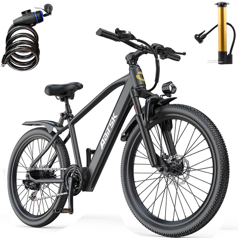 Unibike Ebike for Adults 24'', 748W Peak Motor, All-Terrain Electric Mountain Bike, 36V 10AH Battery, Top Speed 22 MPH, Ul2849, Black