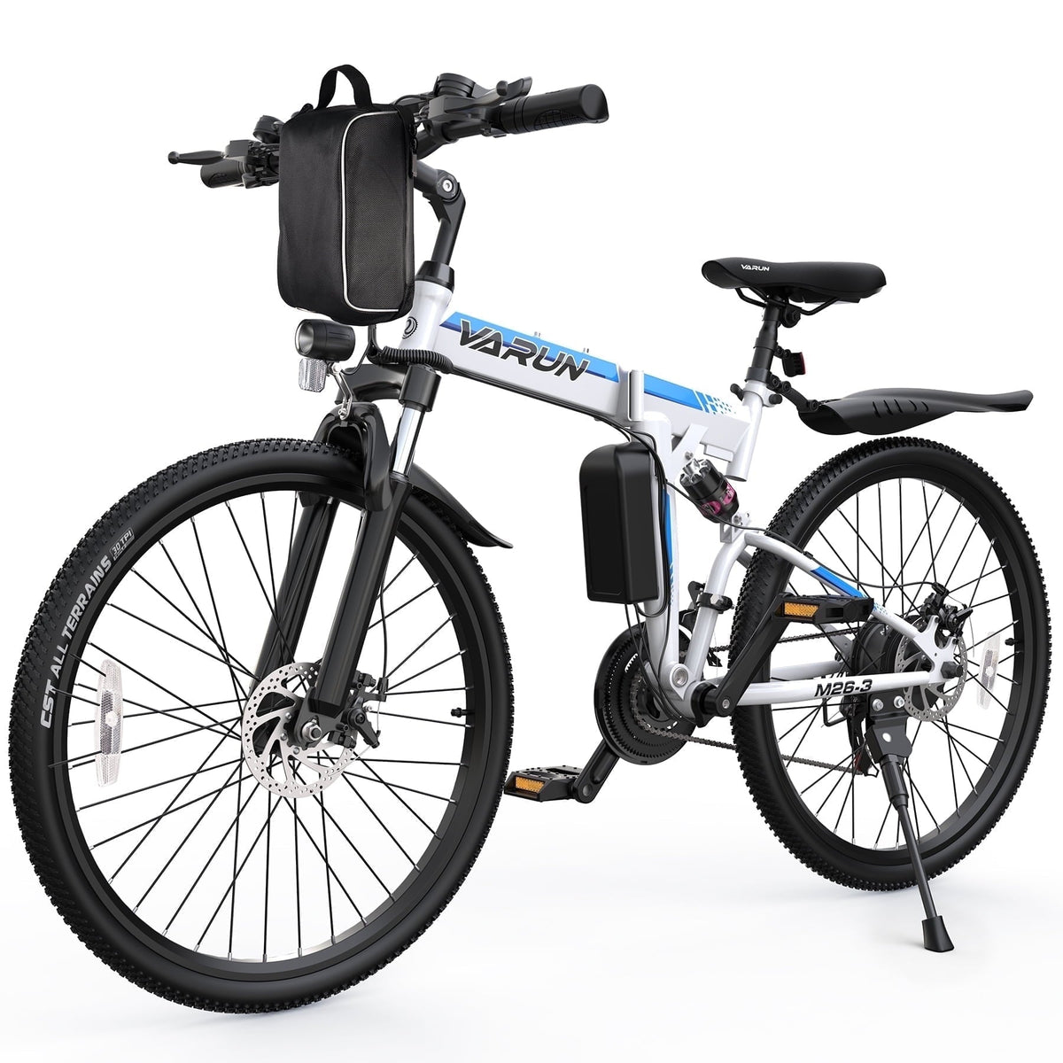 VARUN Electric Bike, 26 Foldable Ebike, Peak 750W Motor, 48V 374.4Wh Battery, up to 20+mph 50 Miles, 7 Speeds with Bike Pump, Phone Holder & Bike Lock & Rear Light, E Bike for Adult, UL2849(Black)