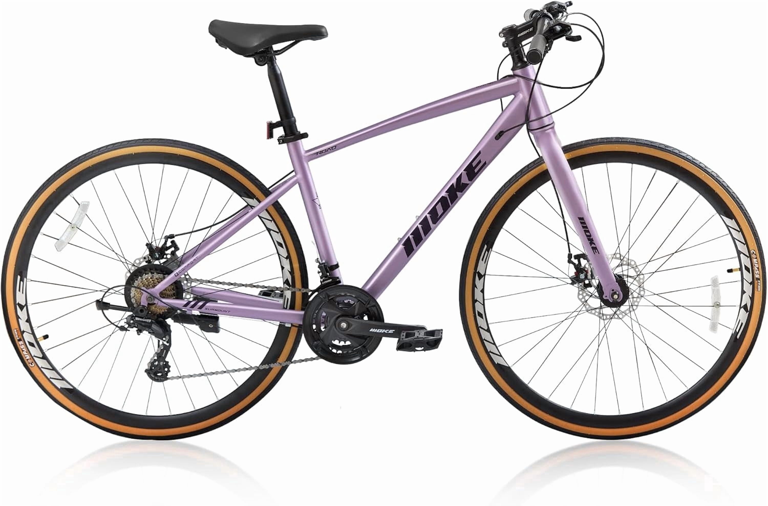 Mens Road Bike, NEORIVER 700C 24-Speed Hybrid Bike for Adults, Features Dual Disc Brakes, Trigger Shifting, Internal Wiring & Lightweight Frame for City Commuting