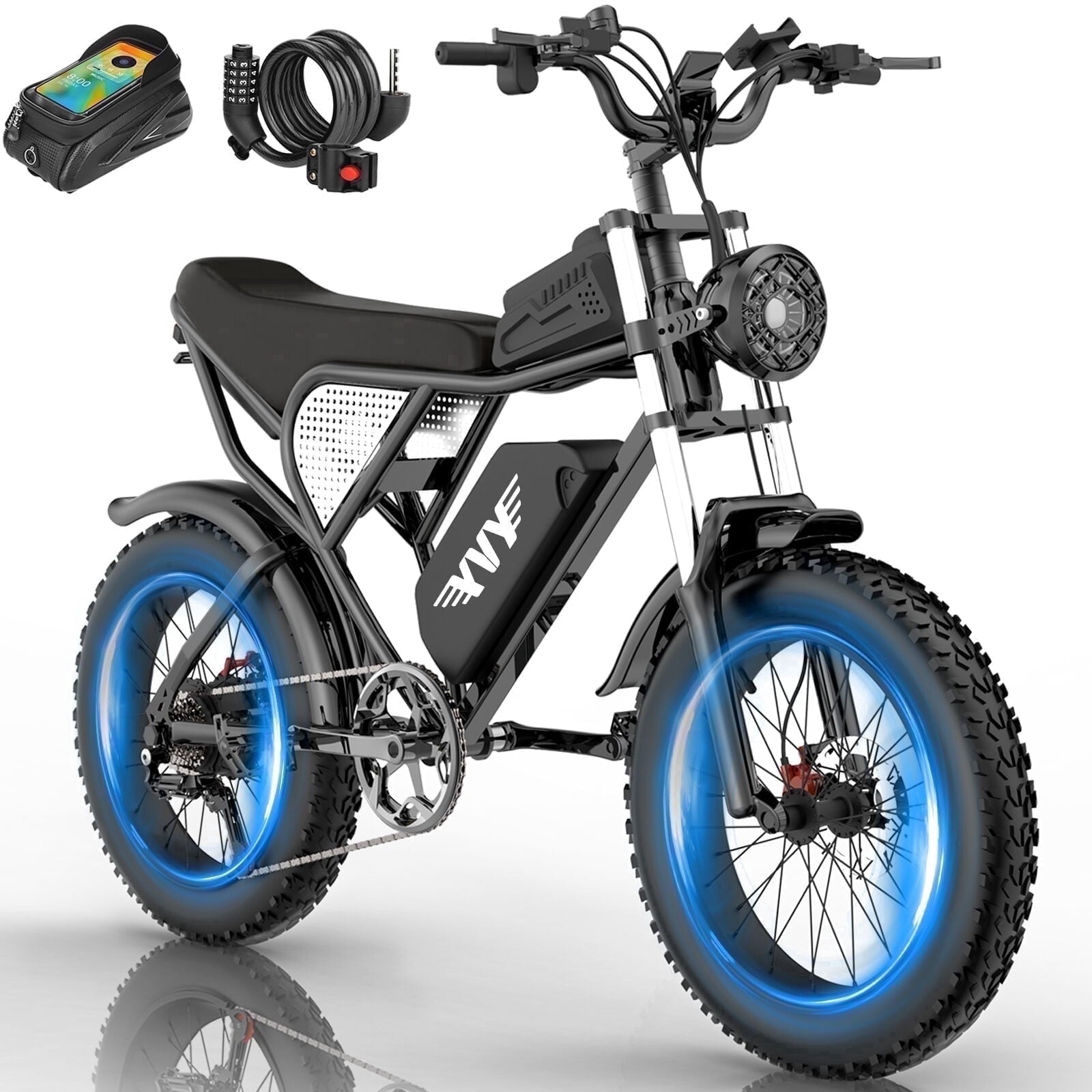 Electric Bike for Adults,1500W 35MPH,48V 20AH 30-80 Miles,20'' Fat Tire Mountain Bike with Rear Rack UL2849