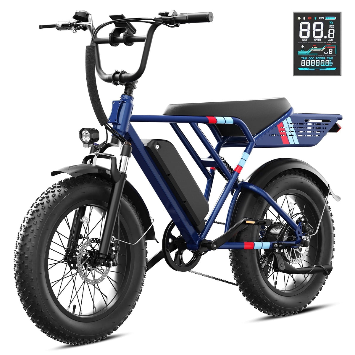 YareYi Electric Bike for Adults, 2000W Peak E-Mountain Bicycle, 20x4 Fat Tire 30mph Ebike, 48V 624Wh Removable Battery 70Miles Range, 7 Speed and Full Suspension UL2849