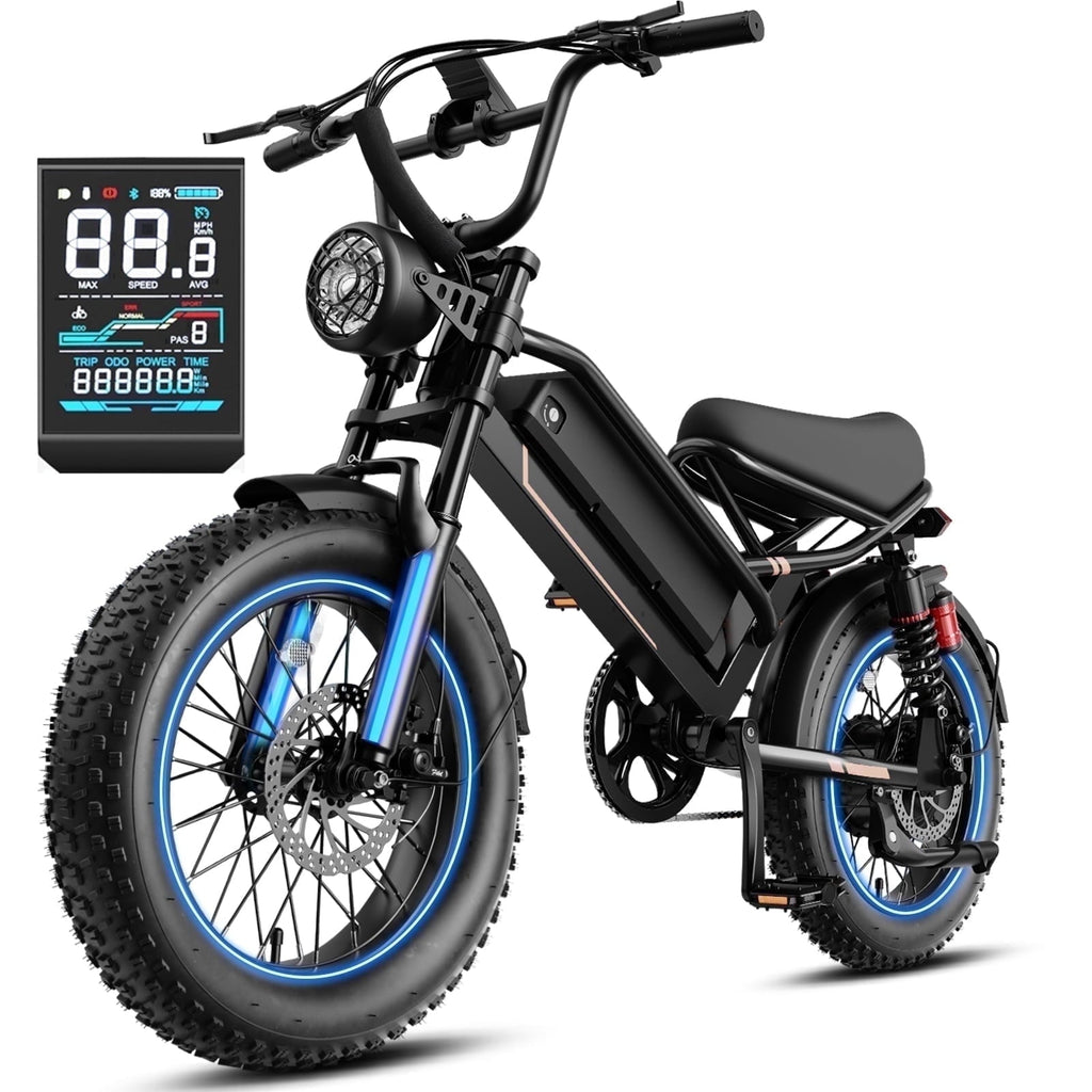 YareYi Electric Bike for Adults Teens, 2000W Peak E-Mountain Bicycle, 28MPH Fat Tire Ebike, 48V 600Wh Removable Battery Dual Suspension UL2849, 16 inch
