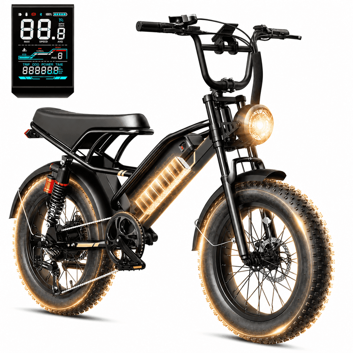 YareYi Electric Bike for Adults Teens, 2000W Peak E-Mountain Bicycle, 28MPH Fat Tire Ebike, 48V 600Wh Removable Battery Dual Suspension UL2849, 16 inch