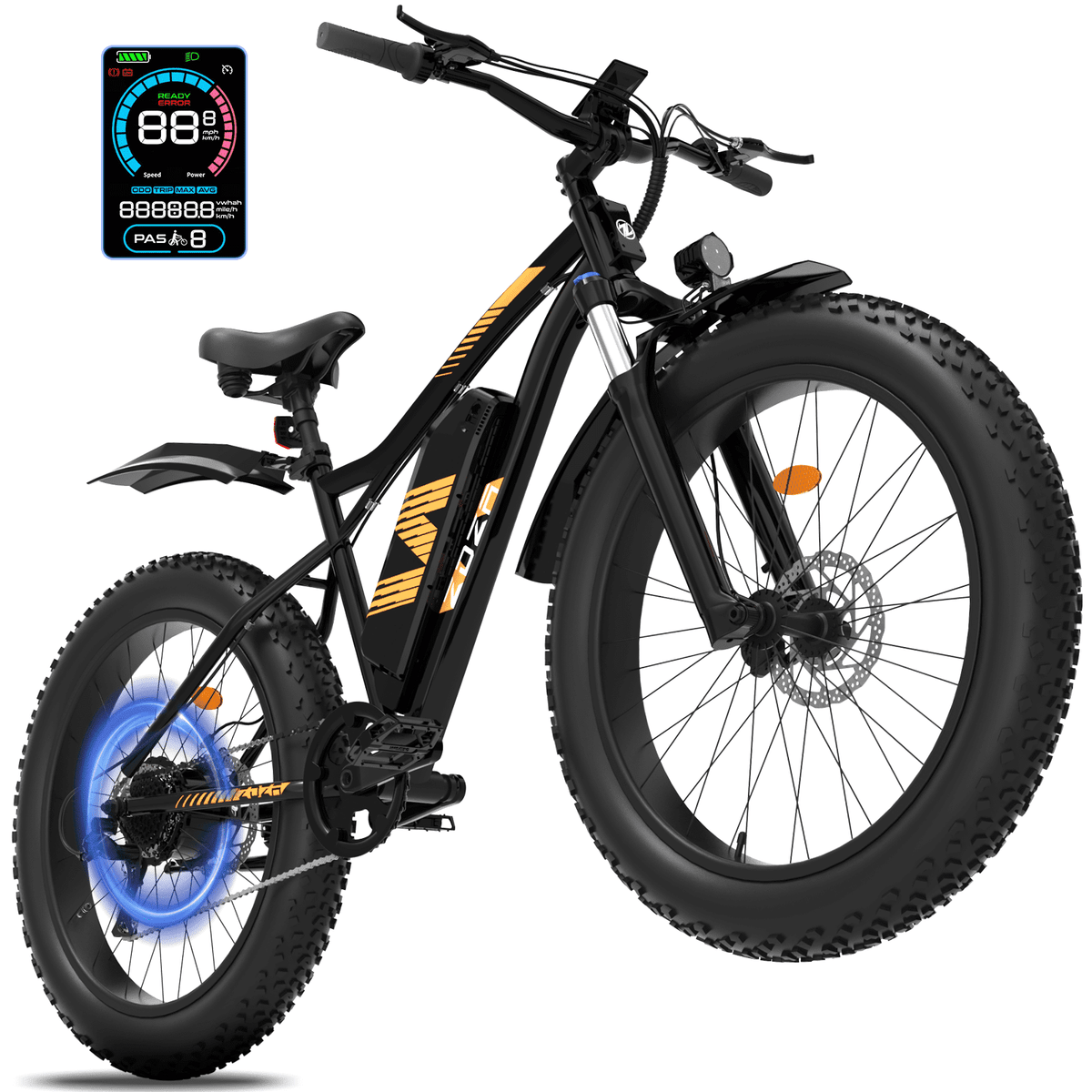 ZDZA Electric Bike for Adults, Peak 1500W Motor E-Mountain Bicycle, 26 Fat Tire 28mph Ebike, 48V 15Ah Removable, Dual Suspension with Shelf UL2849, Black