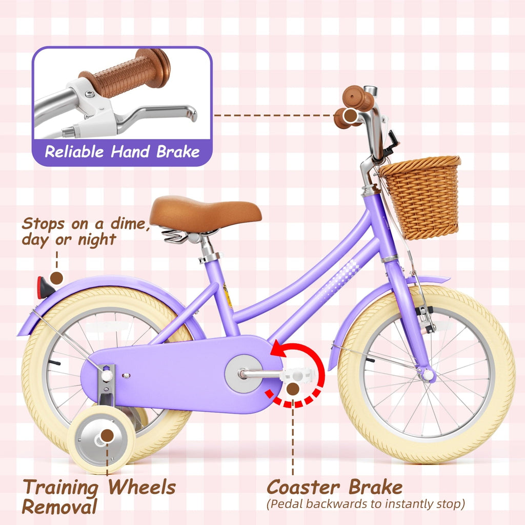 XJD 20 Inch Girls Bike for 6-12 Years Old Toddlers and Kids, Kid's Bicycle with Basket, Kid's Bike with Kickstand & Adjustable Seat Handlebar Height