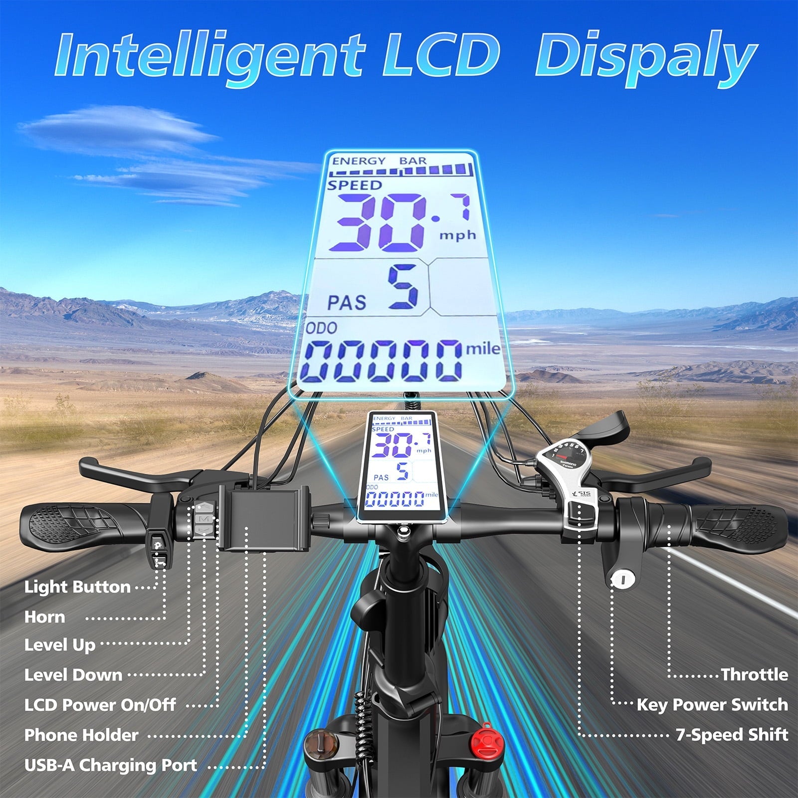 GugoIs 1500W Peak Electric Bike, 20 x 4.0 Fat Tire Electric Mountain Bike, 48V 20Ah Battery Folding Ebike with Rear Rack, 7 Speed E-Bicycle, Lockable Suspension Fork, off-road UL2849
