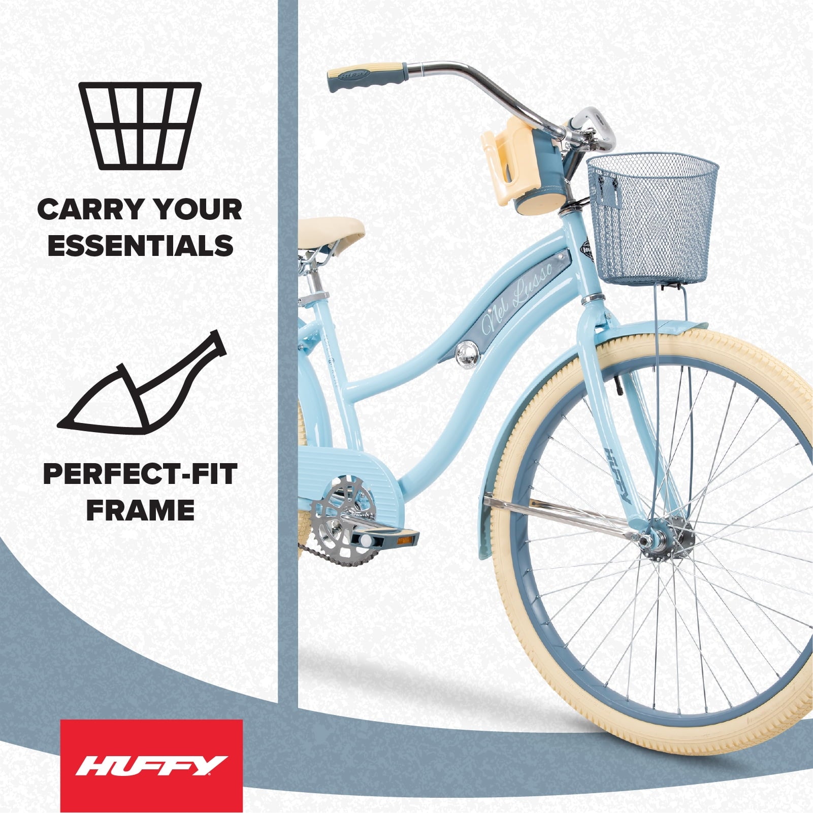Huffy 26 Nel Lusso Cruiser Bike, Fits Riders 60+, Light Blue, Adult, Women's