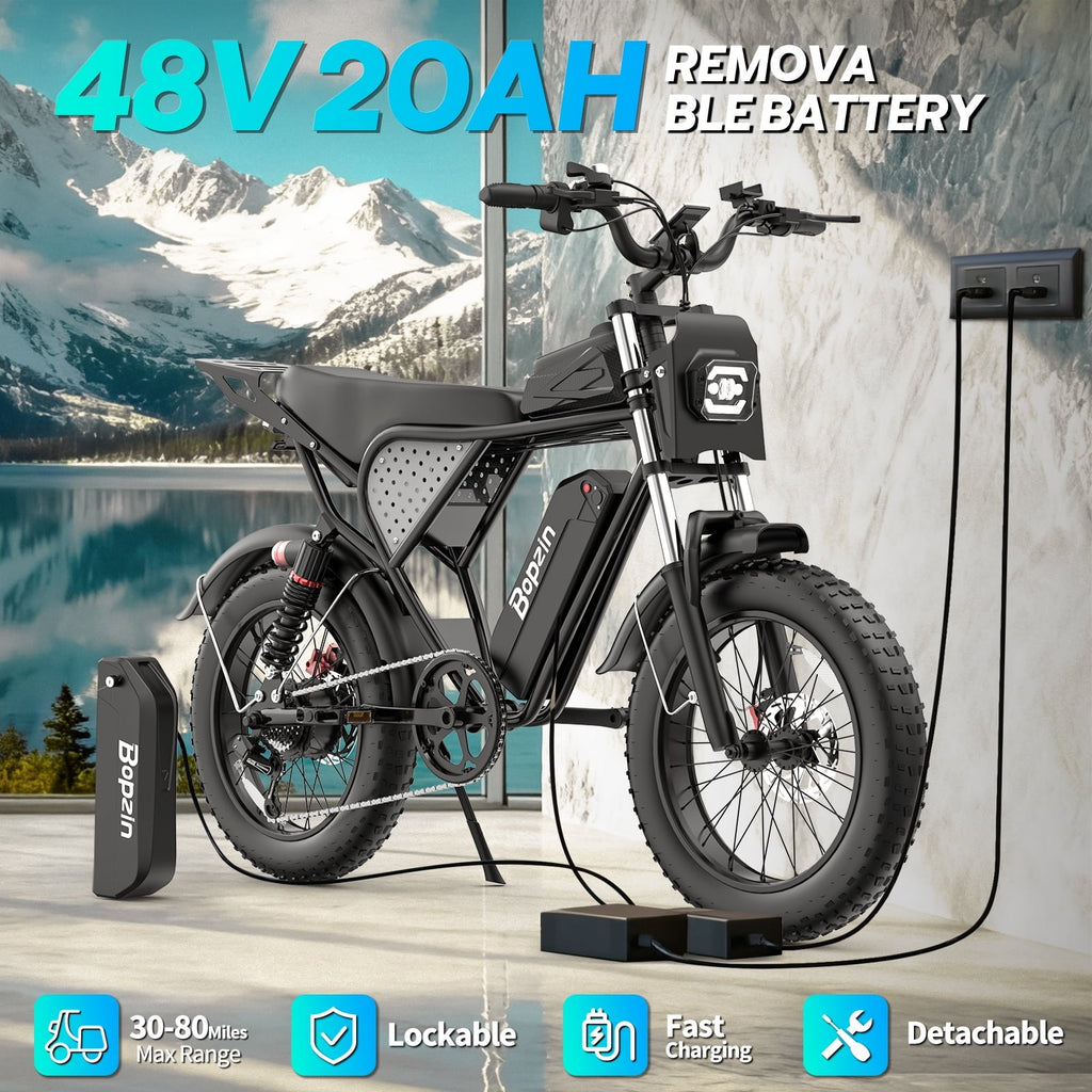 Electric Bike for Adults,1500W 35MPH,48V 20AH 30-80 Miles,20'' Fat Tire Mountain Bike with Rear Rack UL2849