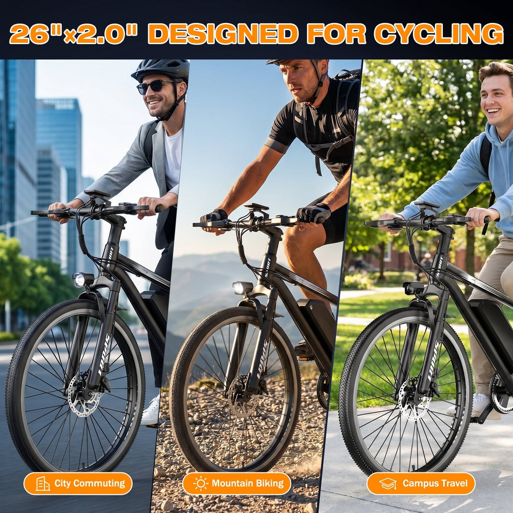 AZHAR G29 Electric Bike for Adults, 26 E-Mountain Bicycle,750W,Peak 1200W Motor 48V 10.4Ah Ebike UL2849