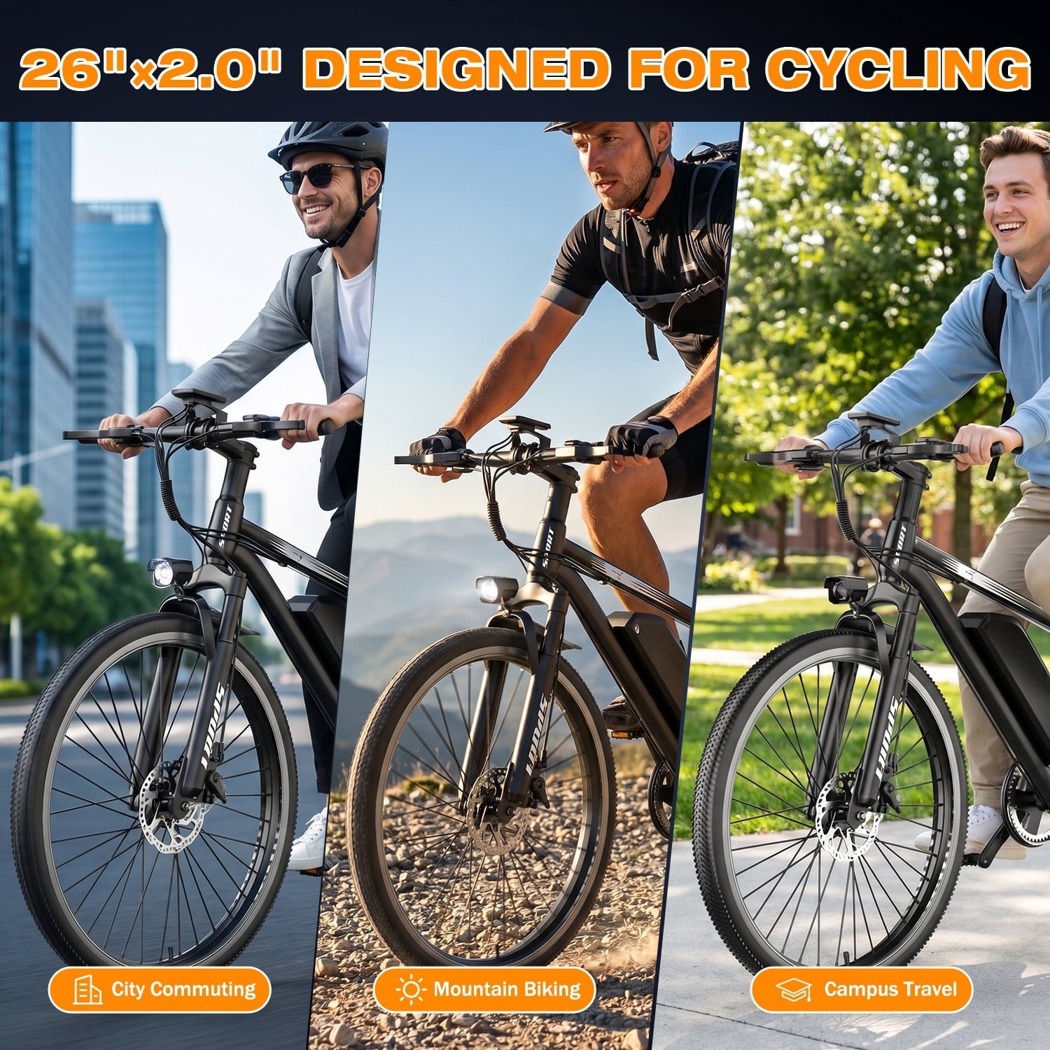 AZHAR G29 Electric Bike for Adults, 26 E-Mountain Bicycle,750W,Peak 1200W Motor 48V 10.4Ah Ebike UL2849