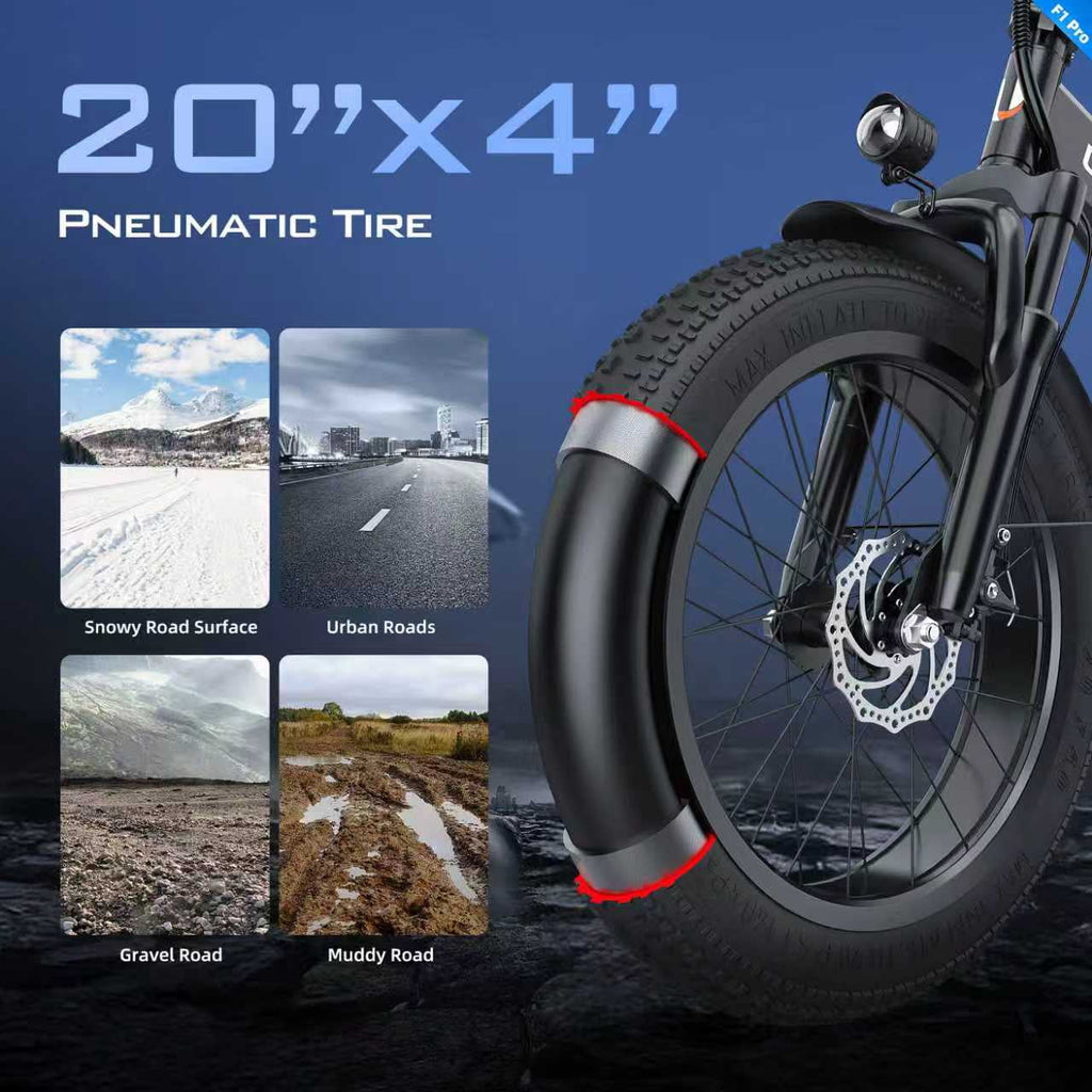 Aairsk 748 Peak Motor Ebike for Adults, 48V 15Ah Electric Bike for Men Women, 20'' Fat Tire Foldable Electric Bicycle for Snow Off-Road Commuter Mountain E-Bike