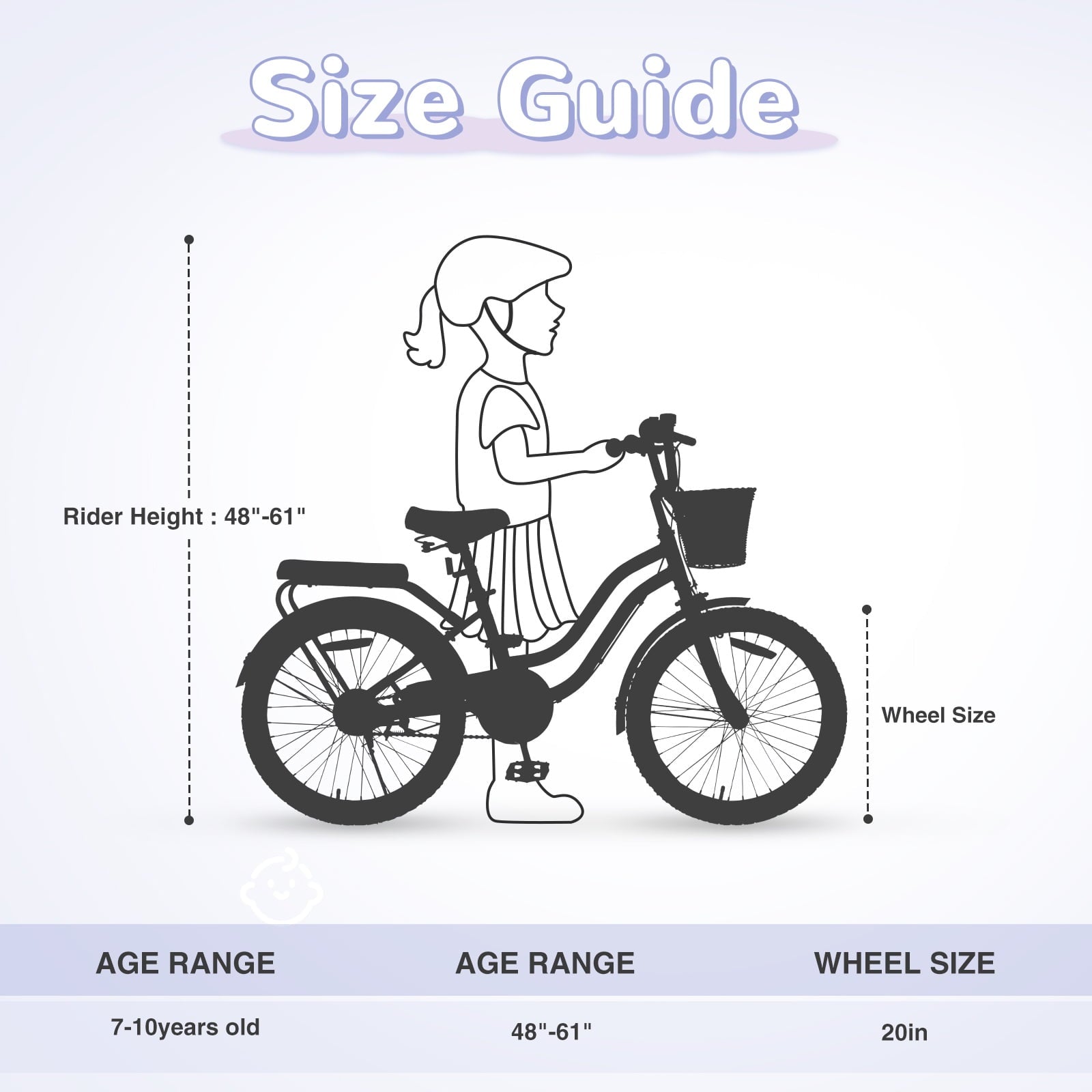 Dolonm 20 Kids Bike for Ages 7-10, Lightweight High-Carbon Steel Frame Cruiser Bicycle, Girls Bike with Wicker Basket, Rear Seat Rack, No Training Wheels, Pink