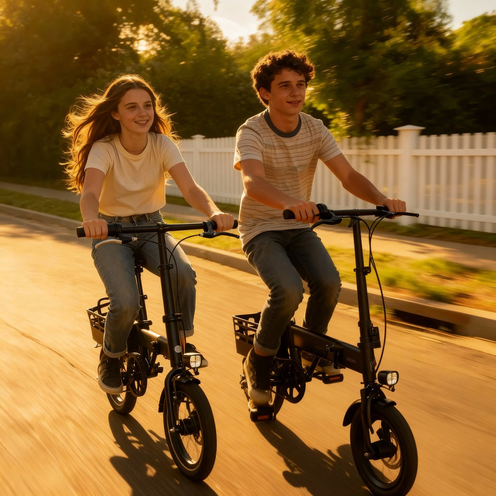 XLNEFNZ 14 Folding Electric Bike for Teens and Adults, 500W Peak Brushless Motor, 432Wh Hidden Anti-Theft Battery, 20MPH 35 Miles, Rear Basket Lightweight Ebike, UL2849