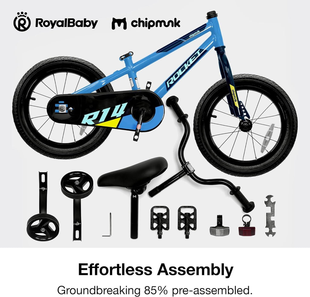 RoyalBaby Rocket Kids 14-Inch BMX Training Wheel Bicycle,Blue