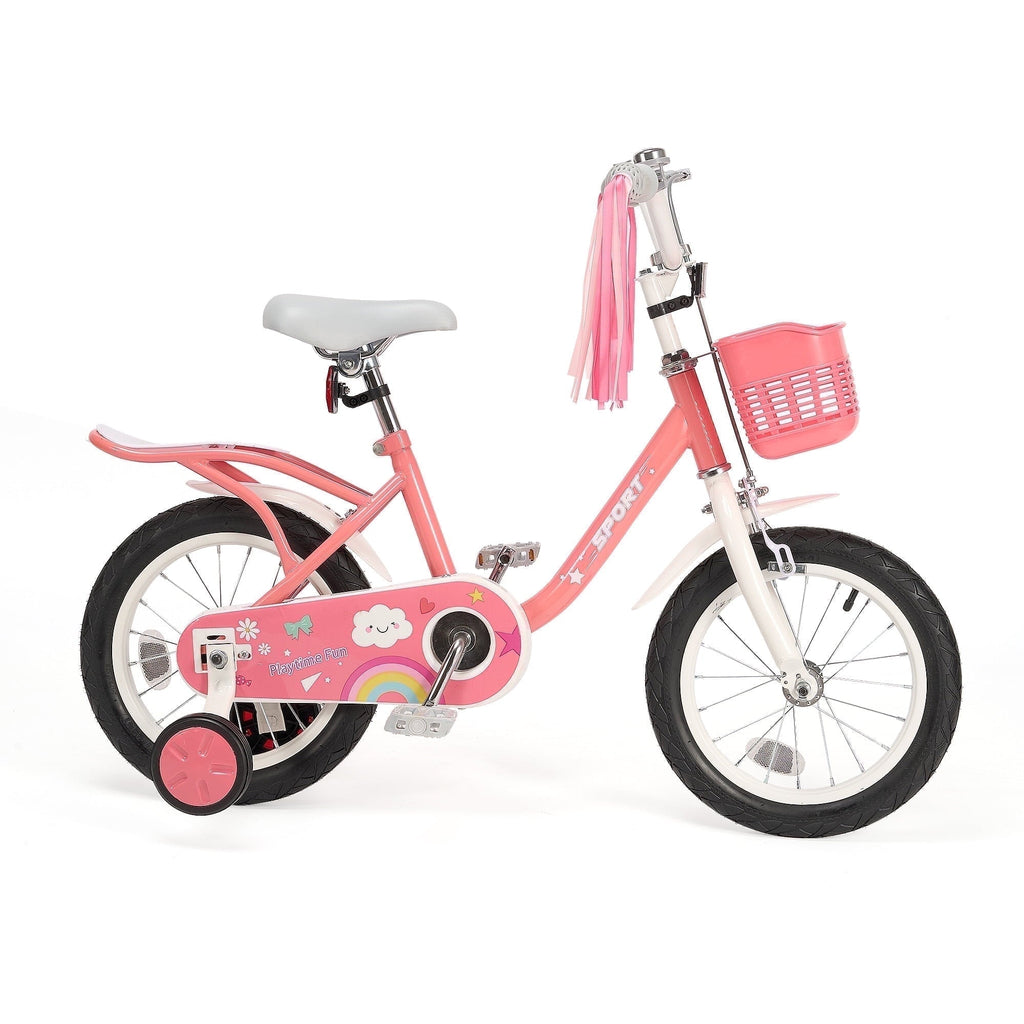 Naipo 12 Inch Kids Bike Boys Girls, Kid's Bikes with Training Wheels, Children Bicycle for Kids and Toddler Gift, Pink