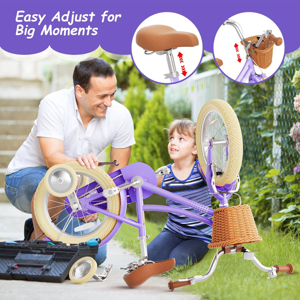 XJD 20 Inch Girls Bike for 6-12 Years Old Toddlers and Kids, Kid's Bicycle with Basket, Kid's Bike with Kickstand & Adjustable Seat Handlebar Height