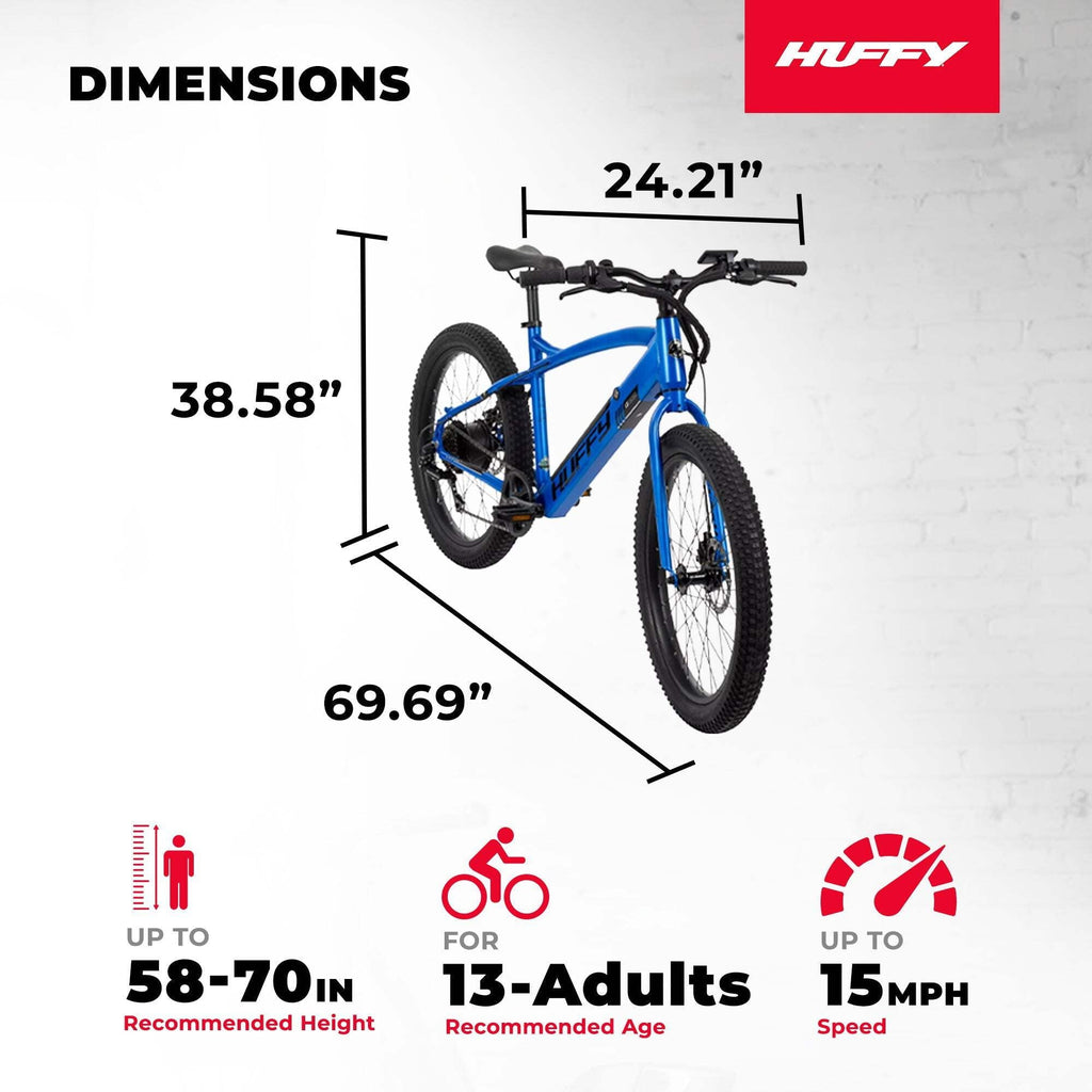 Huffy 24 Quantis 36V Electric Bike, Fits Riders 56 - 68, Cobalt, Teen/Adult, Unisex