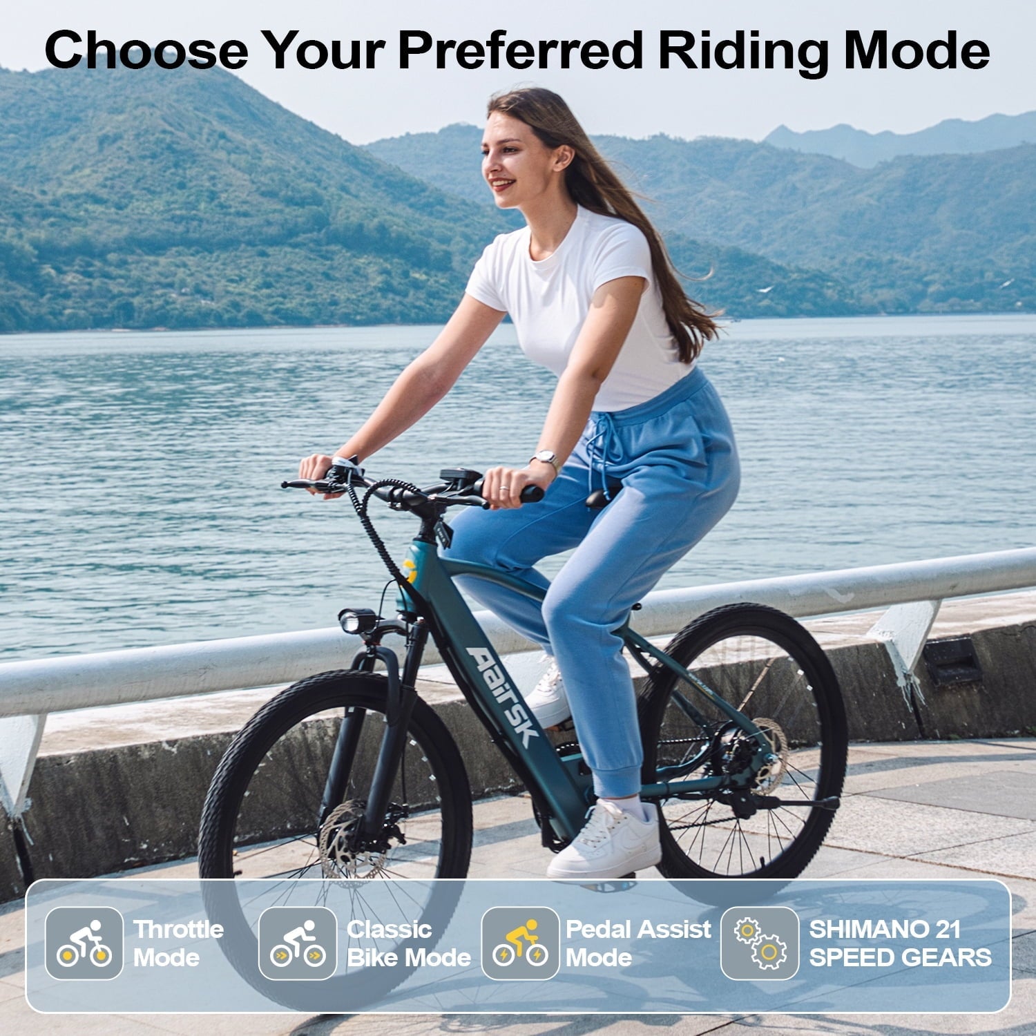 Unibike 26Electric Mountain Bike for Adults, 400W Brushless Motor Ebike, Top Speed 22MPH, 36V 13AH Lithium Battery, Gray