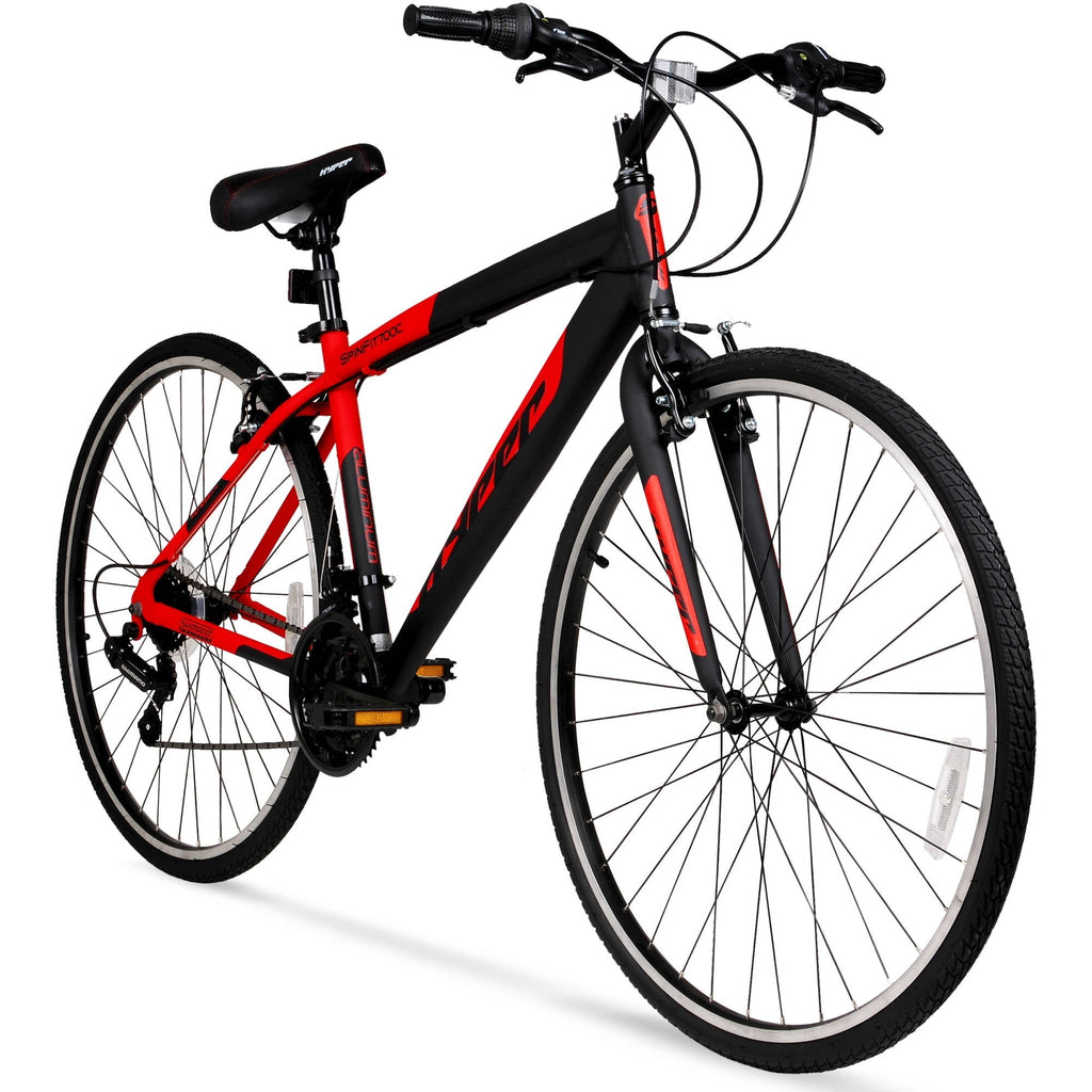 Hyper Bicycles 700c Men's Spin Fit Hybrid Bike, Adults Ages 14+, Black/Blue