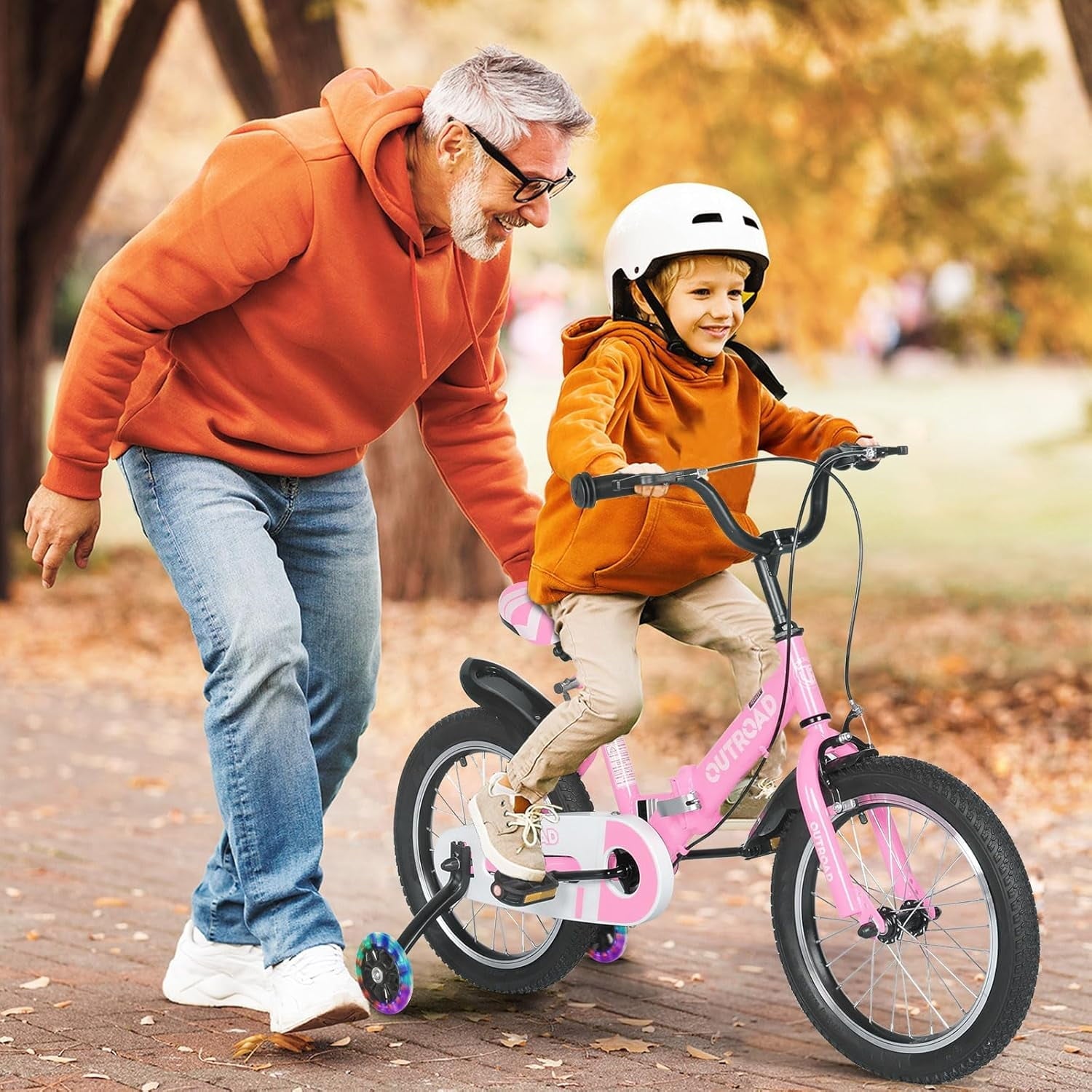 Marknig 14 16 18 Folding Kids Bike with Removable Training Wheels, Children's Bicycle for Boys & Girls Ages 3-9 Years, Easy-Storage Toddler Bike