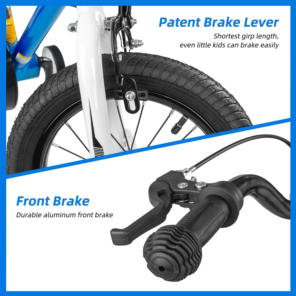 KORIMEFA Kids Bike Boys Bicycle 14 inch for Children Age 4-8 Years Old, Toddler Sport Cycling with Training Wheels, Water Bottle Holder, Blue