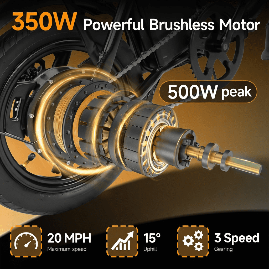 14 Folding Electric Bike for Adults, 500W Commuter Ebike with 350WH Battery, 20MPH & 20 Miles, UL2849, Mini Bicycle with Basket
