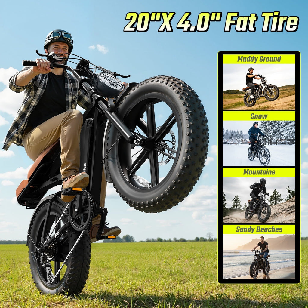 SISIGAD Electric Bike for Adults,20x4.0 Fat Tire E Mountain Bicycle,Peak 1500W Motor 48V15Ah Battery UL2849